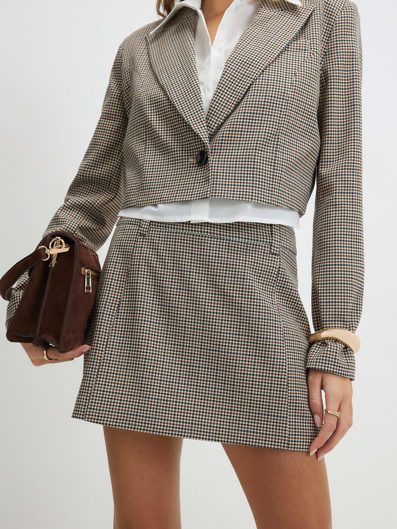 Image 1 of 3 of River Island Check Hybrid Tailored Skort