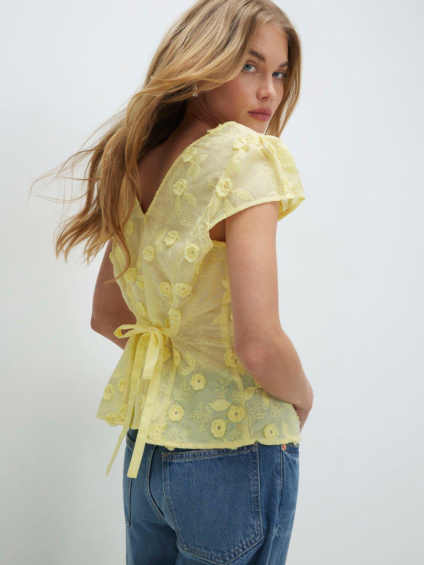 Image 2 of 4 of River Island 3d Floral Embellished Blouse