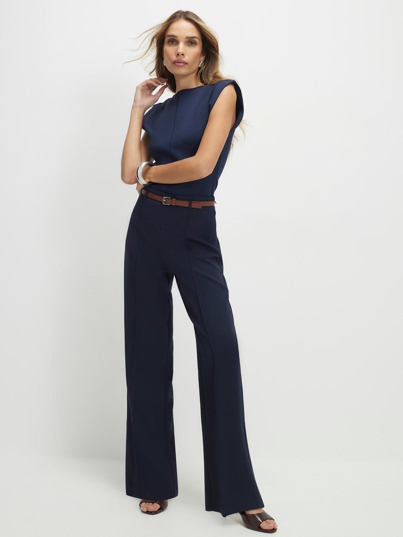 River Island Belted Straight Leg Trousers
