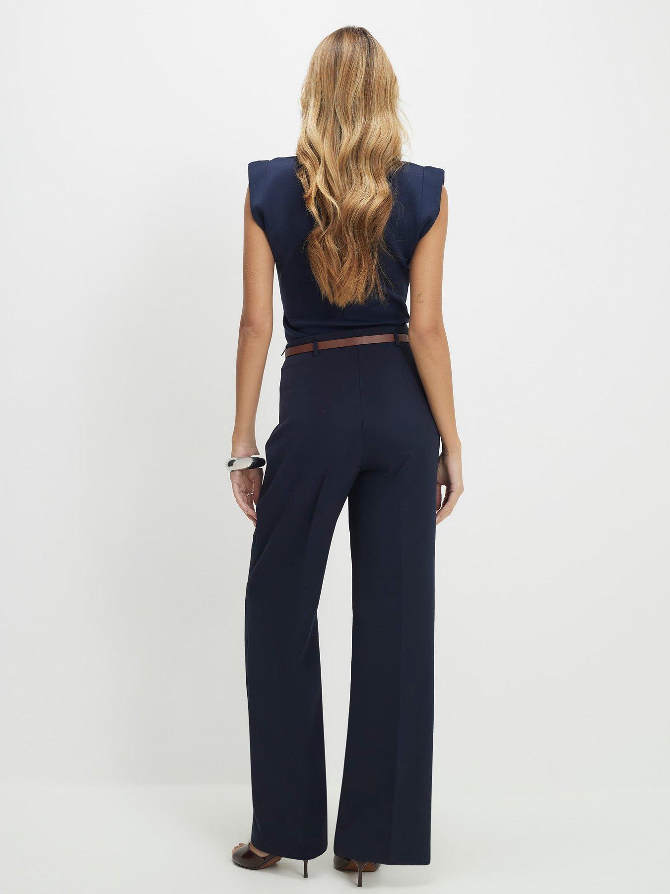  image of river-island-belted-straight-leg-trousers