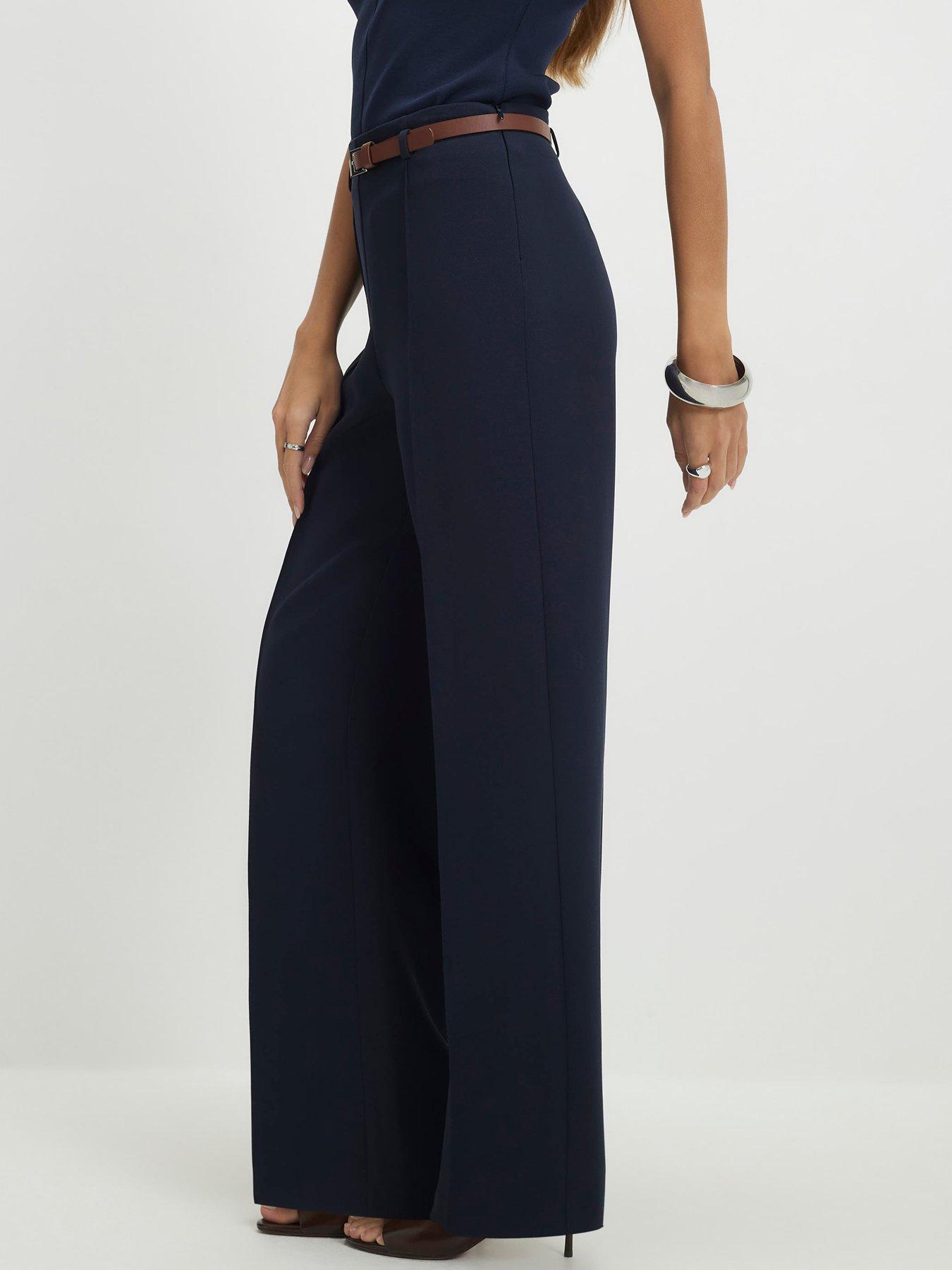  image of river-island-belted-straight-leg-trousers