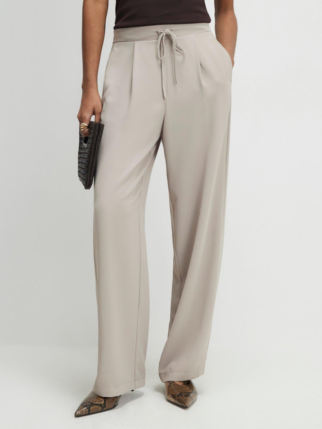 River Island Beige Tailored Elasticated Wide Leg Trousers