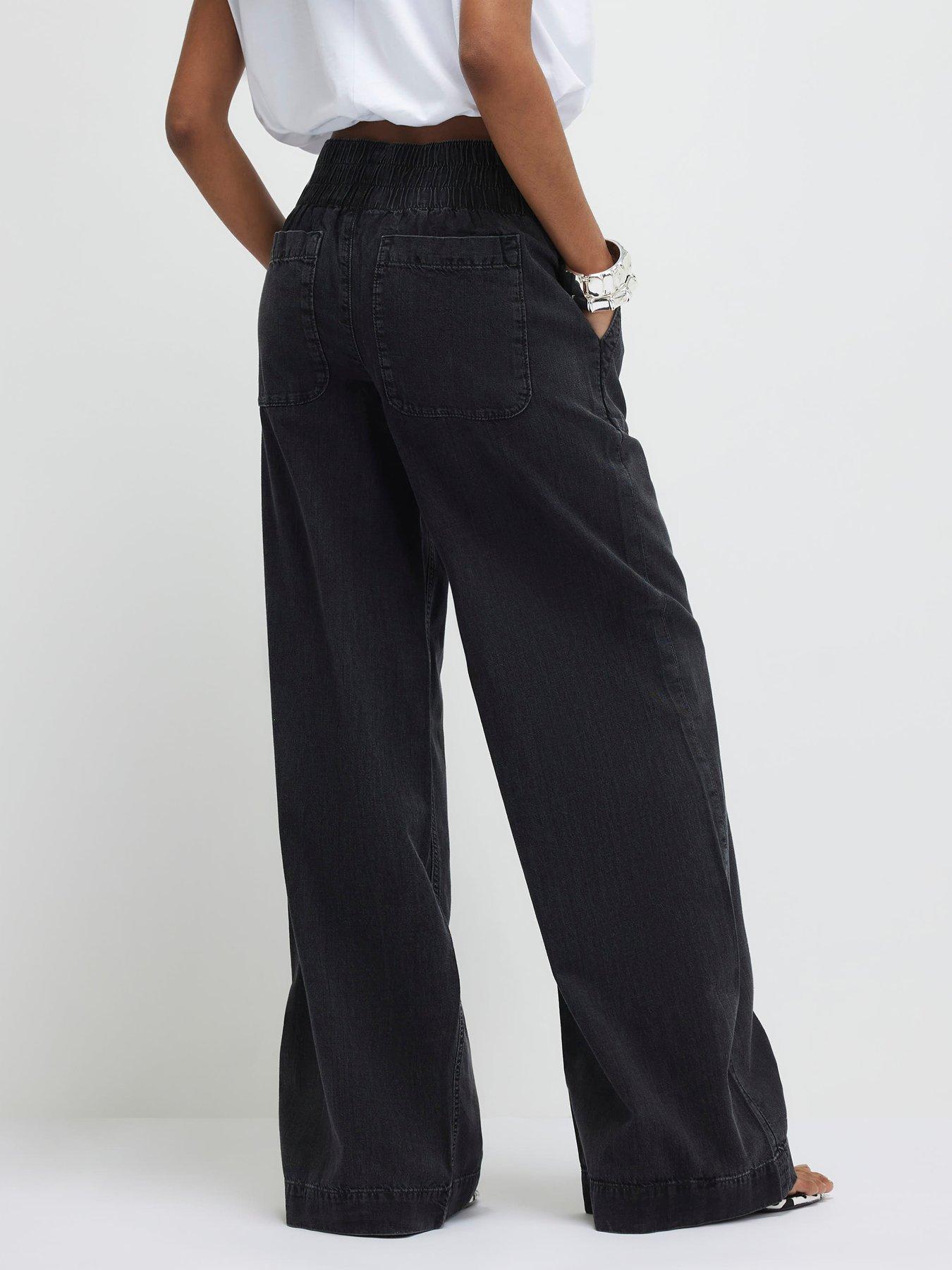 Image 2 of 4 of River Island Pull On Elasticated Wide Leg Jeans