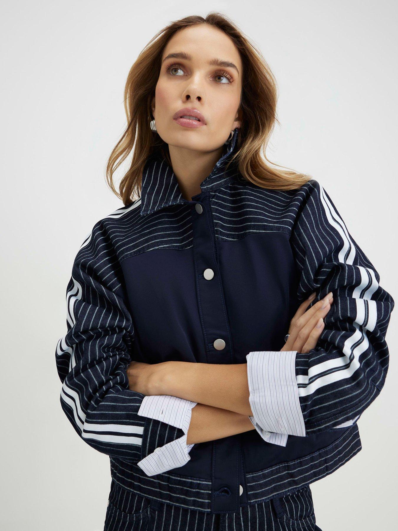 Image 1 of 4 of River Island Denim Striped Hybrid Jacket