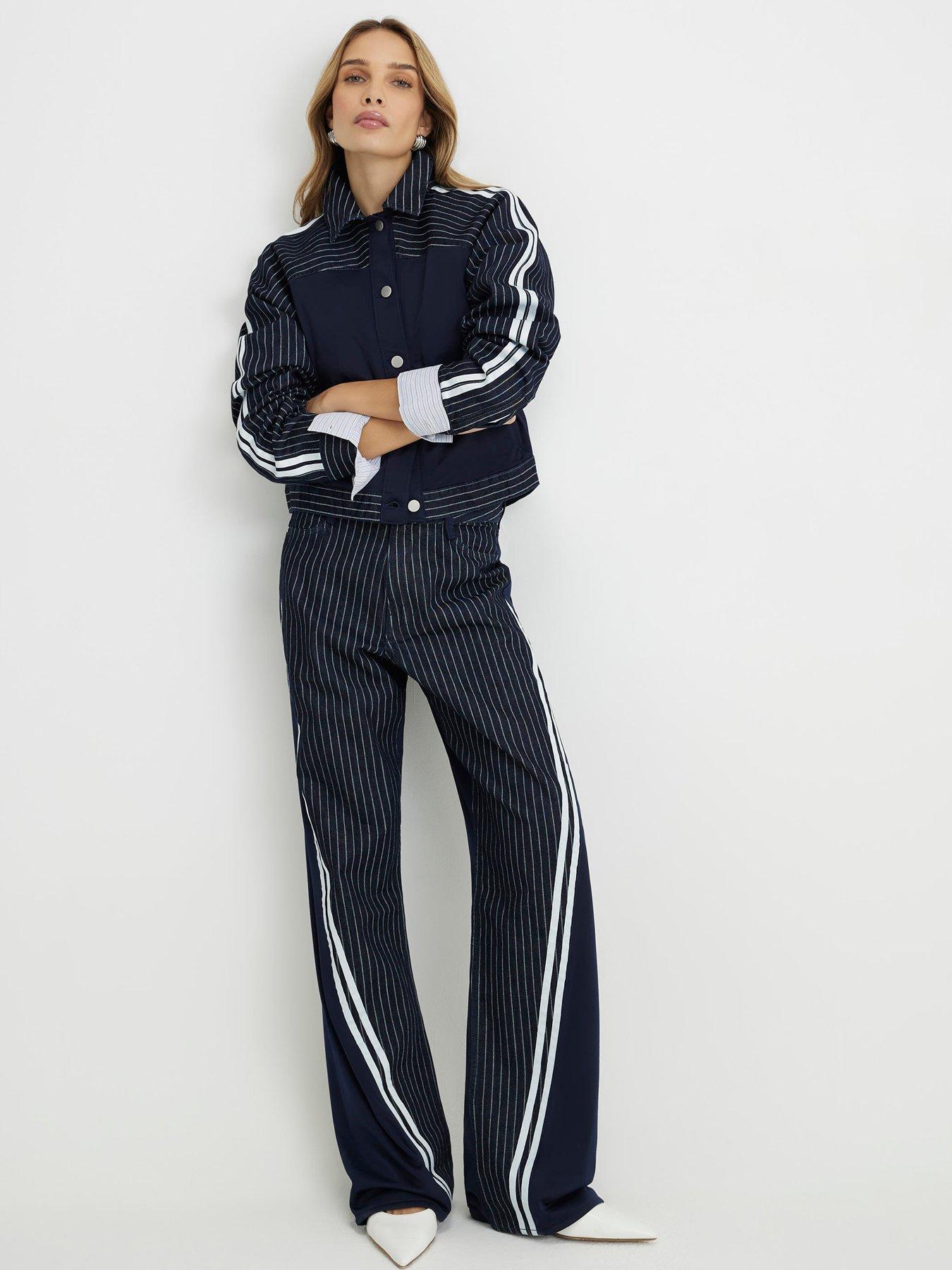 Image 3 of 4 of River Island Denim Striped Hybrid Jacket