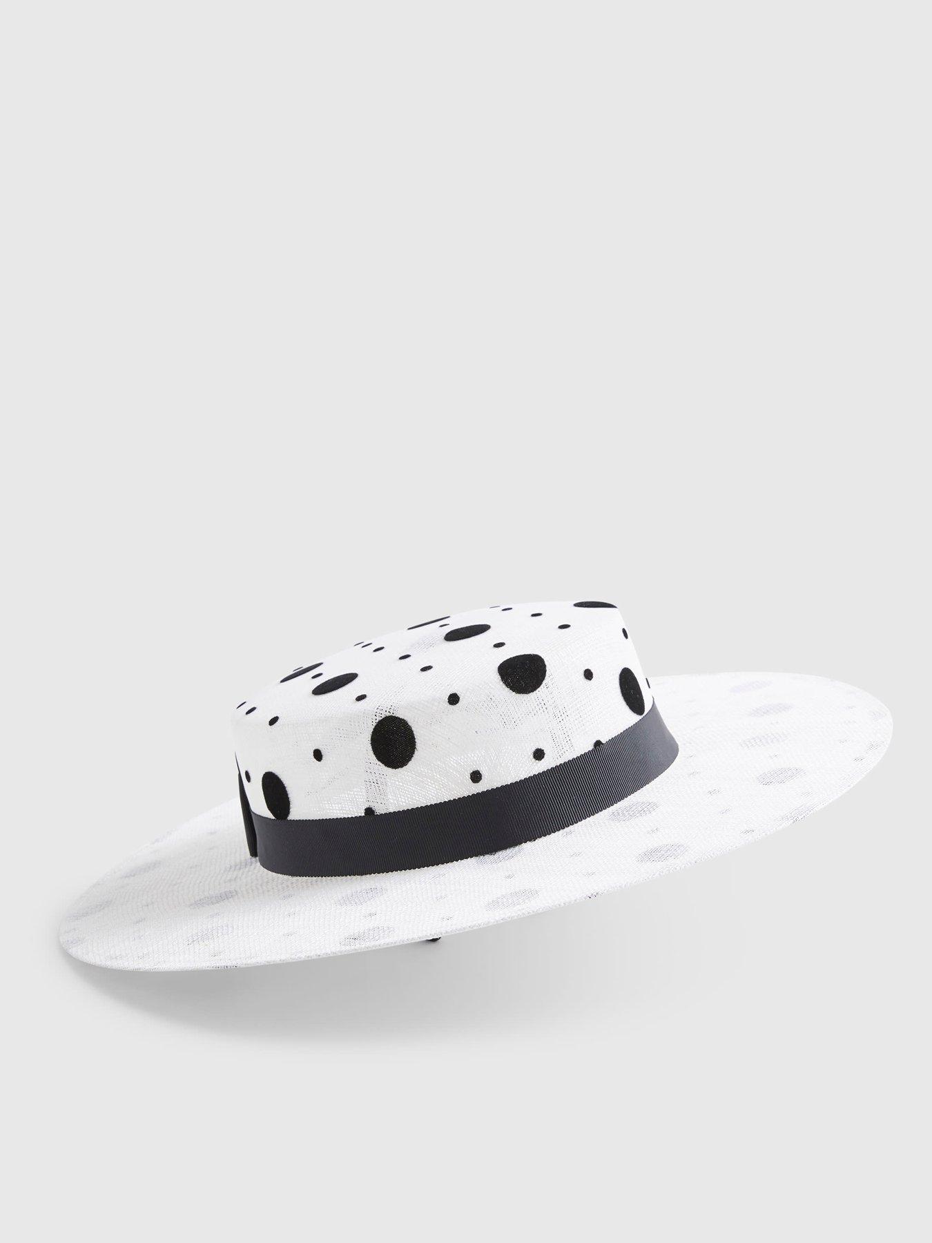 Image 3 of 5 of River Island Premium Sasha Polka Dot Boater Hat