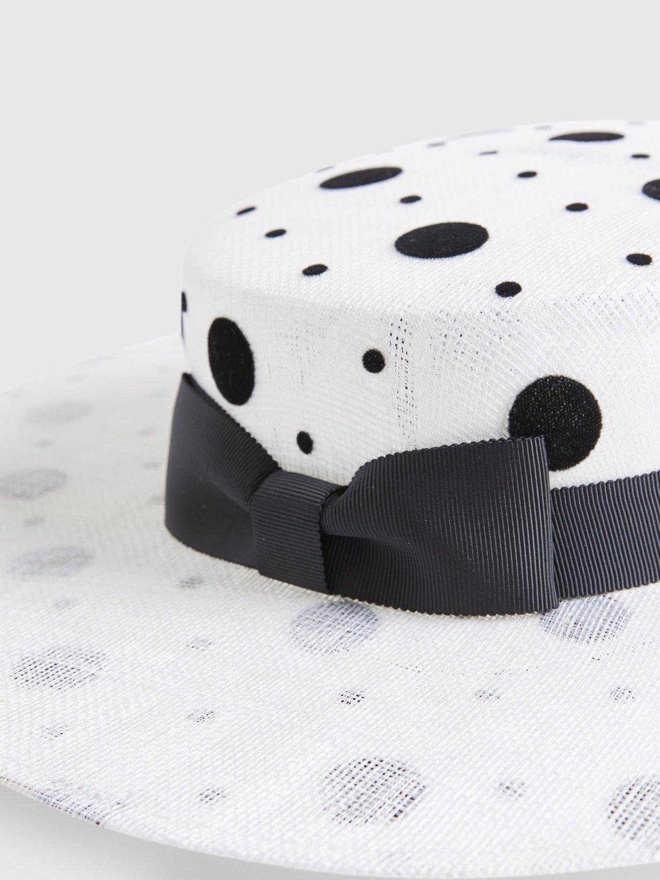 Image 4 of 5 of River Island Premium Sasha Polka Dot Boater Hat
