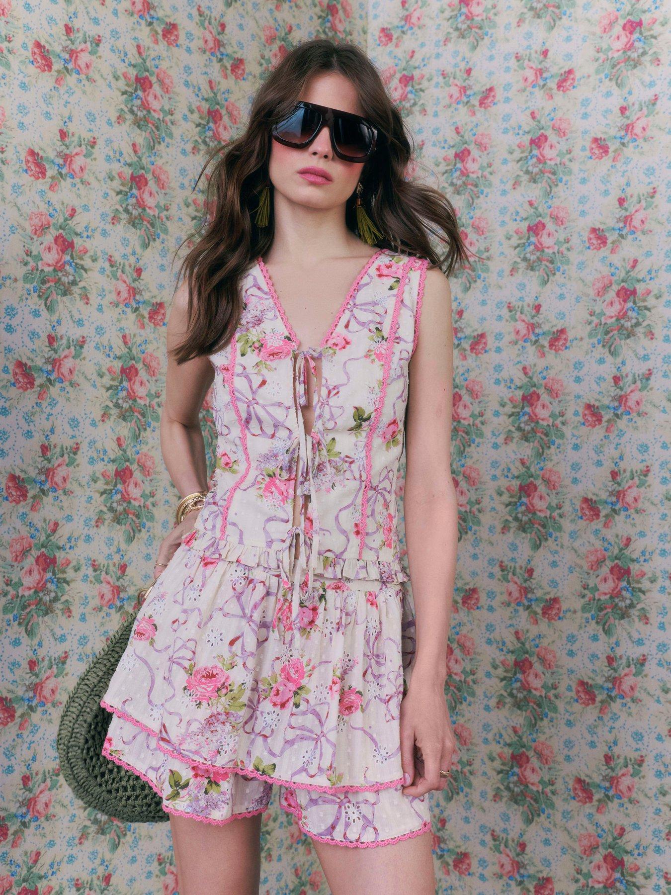 River Island Floral Printed Cotton Corset Top