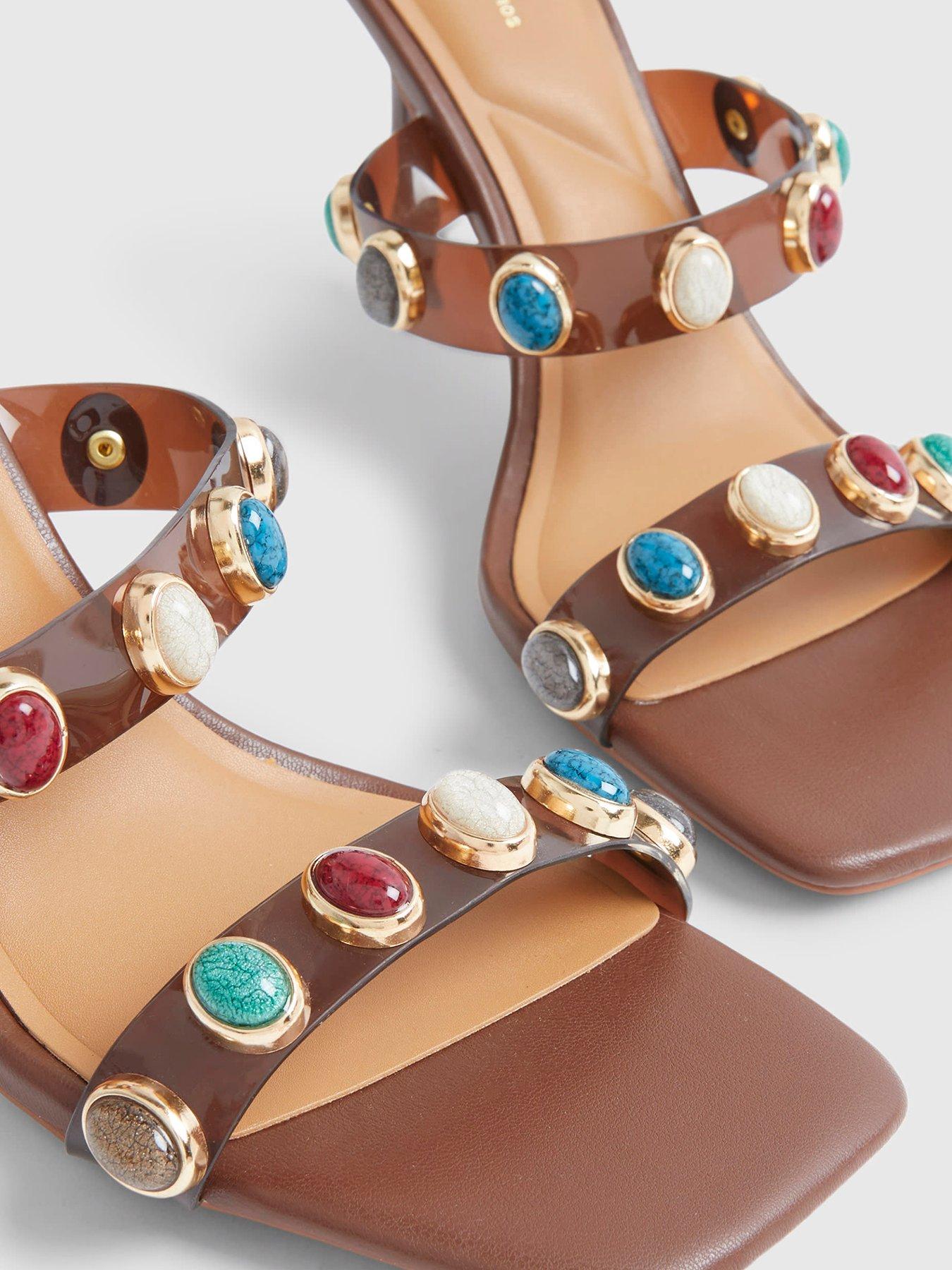  image of river-island-perspex-gem-heeled-mules