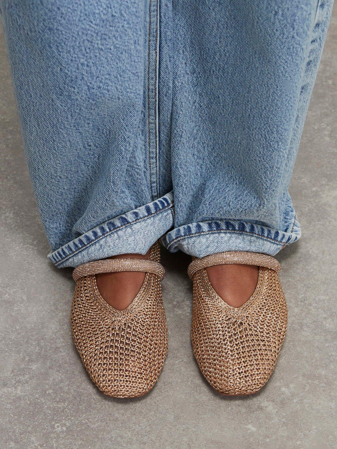 River Island Crochet Flat Ballet Pumps