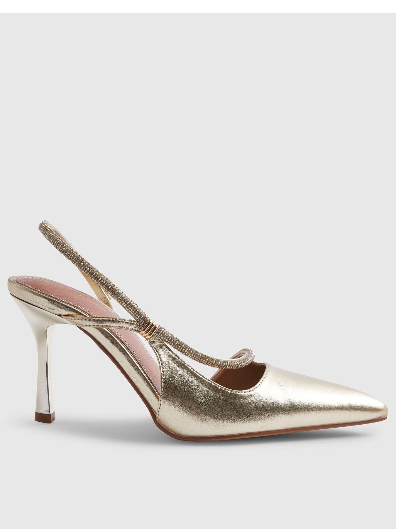Image 2 of 5 of River Island Diamante Slingback Strap Court Heels