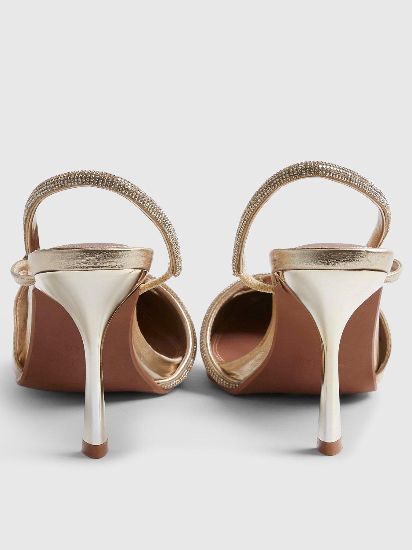 Image 3 of 5 of River Island Diamante Slingback Strap Court Heels