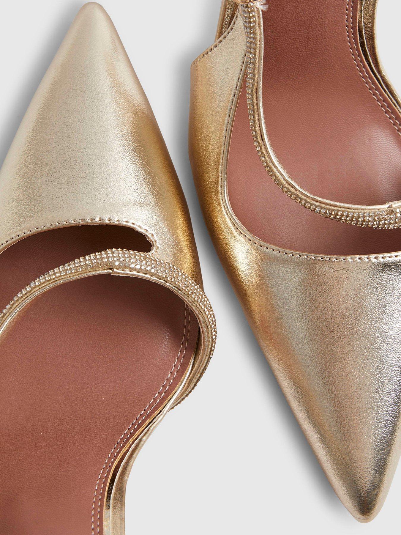 Image 4 of 5 of River Island Diamante Slingback Strap Court Heels