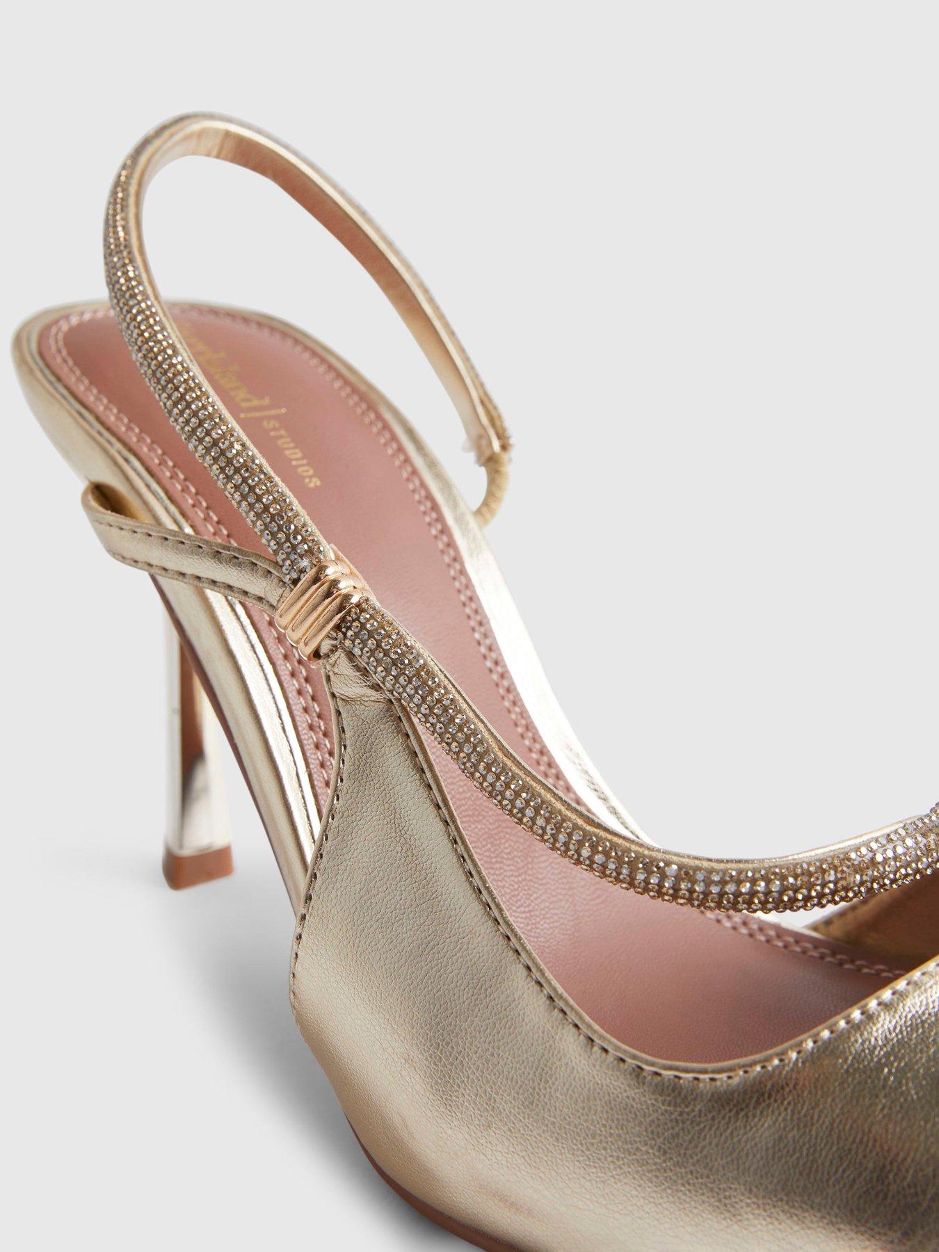 Image 5 of 5 of River Island Diamante Slingback Strap Court Heels