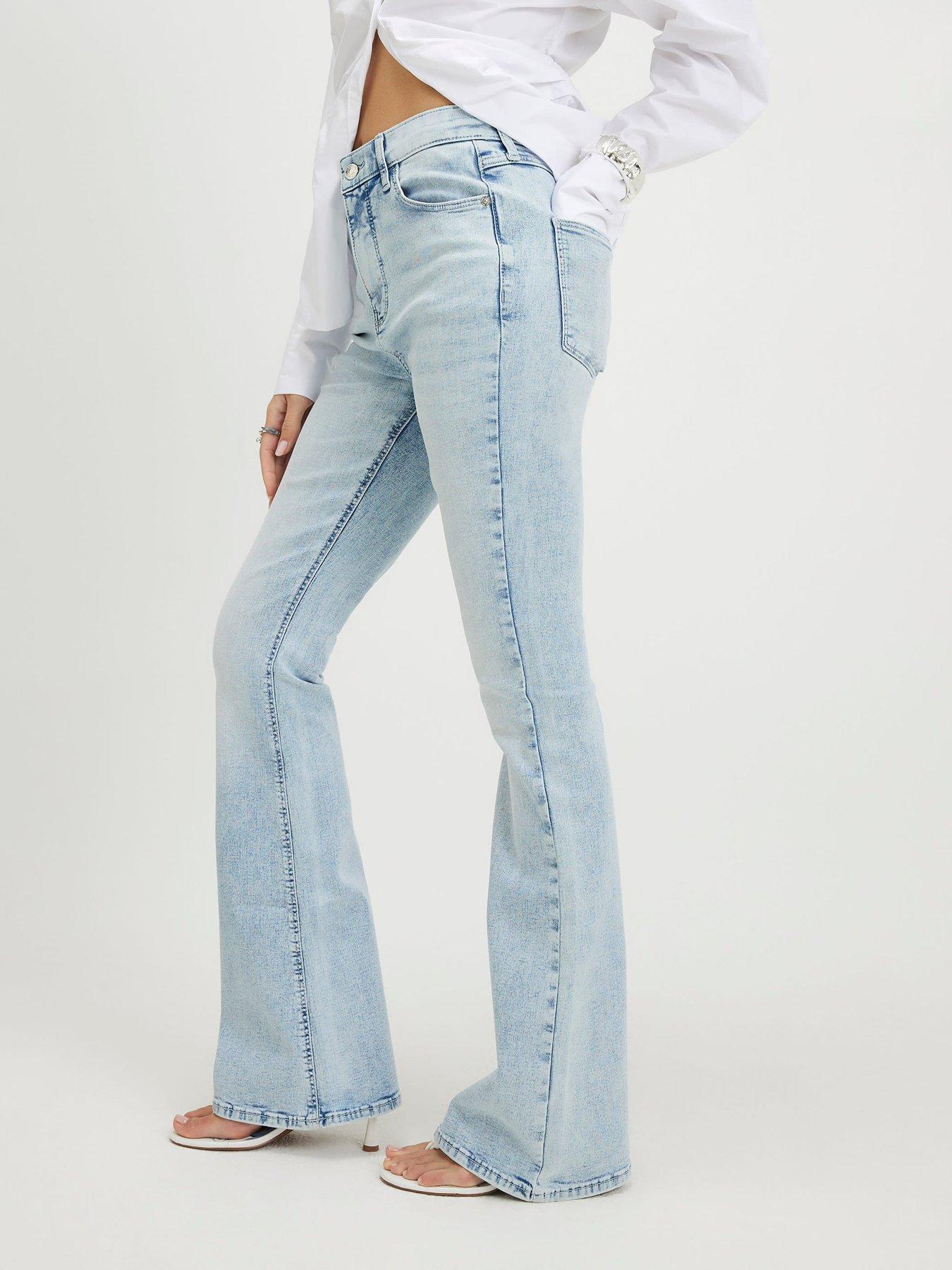 Image 1 of 4 of River Island High Waisted Sculpt Flared Jeans