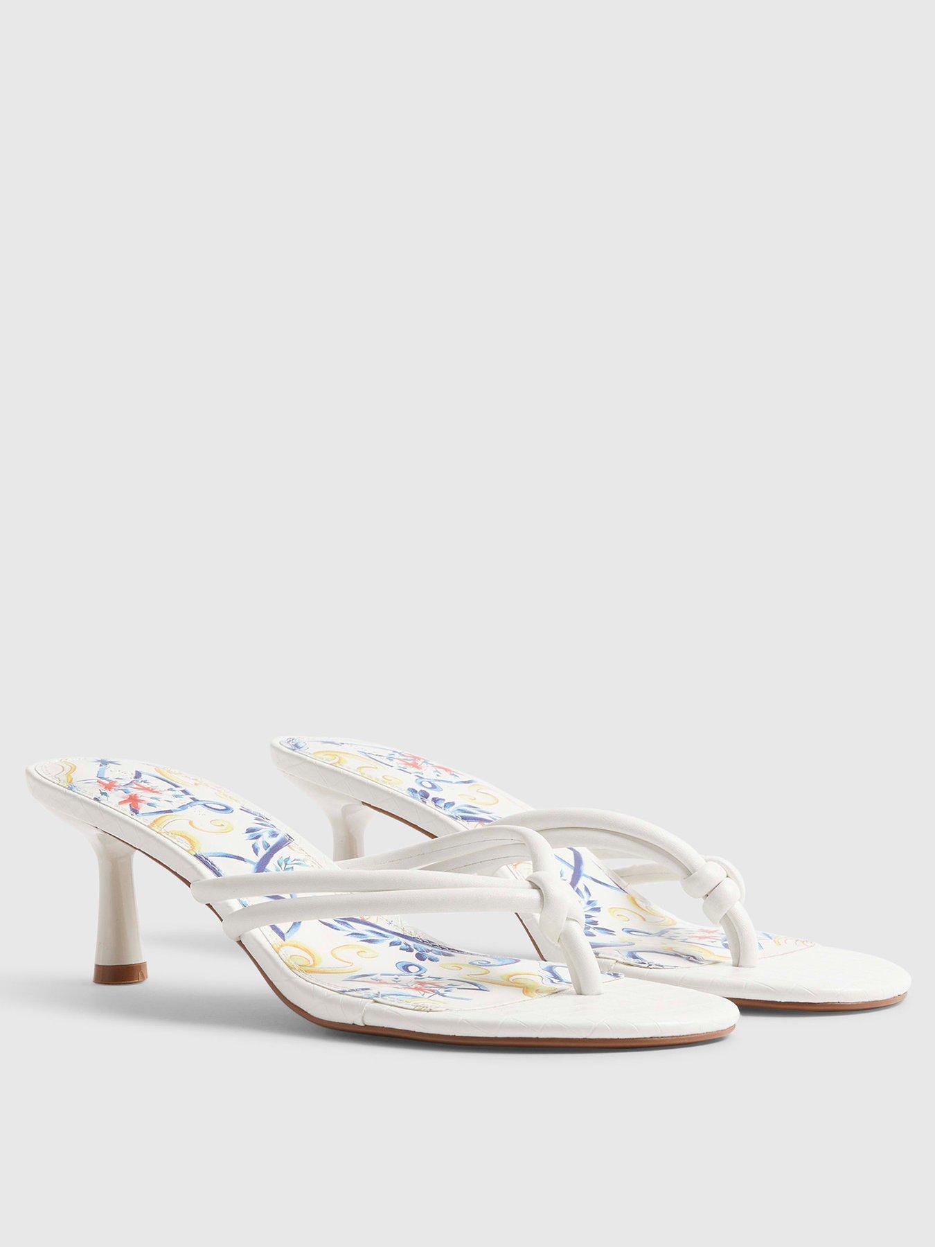 Image 2 of 4 of River Island Printed Sole Heeled Sandals - White