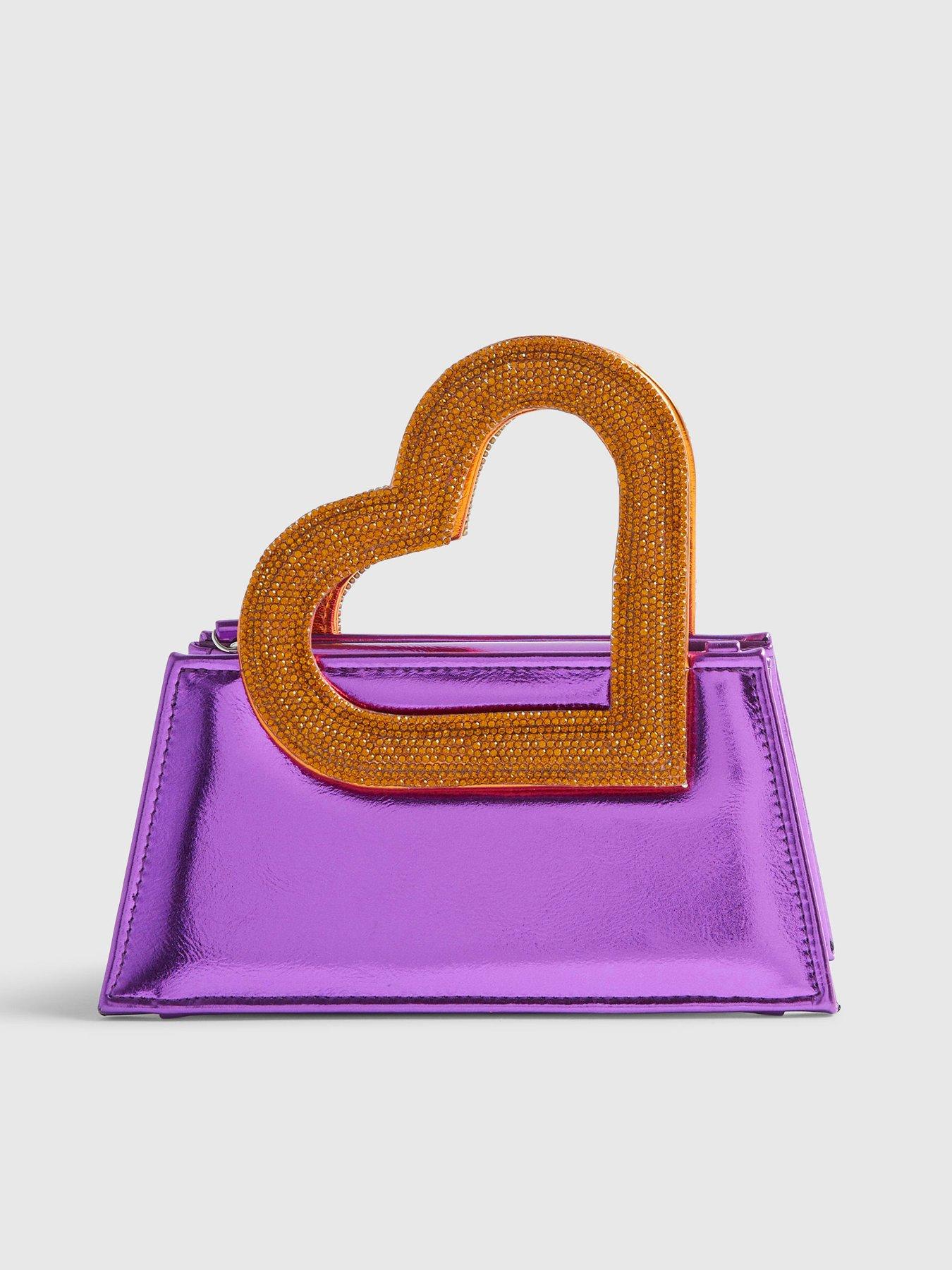 Image 3 of 4 of River Island Heart Handle Bag - Purple