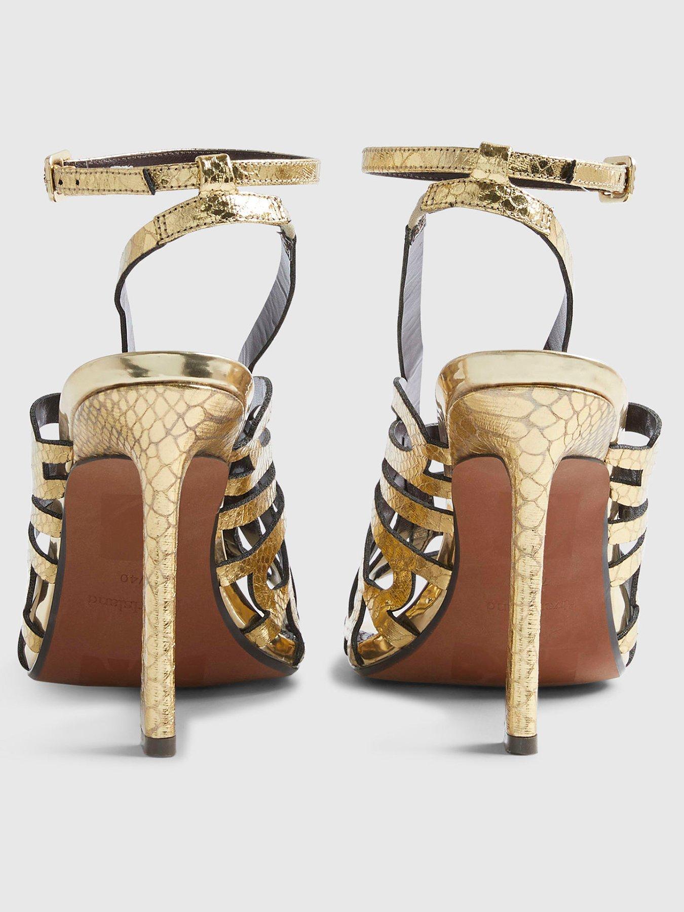 Image 3 of 4 of River Island Butterfly Caged Heels - Gold