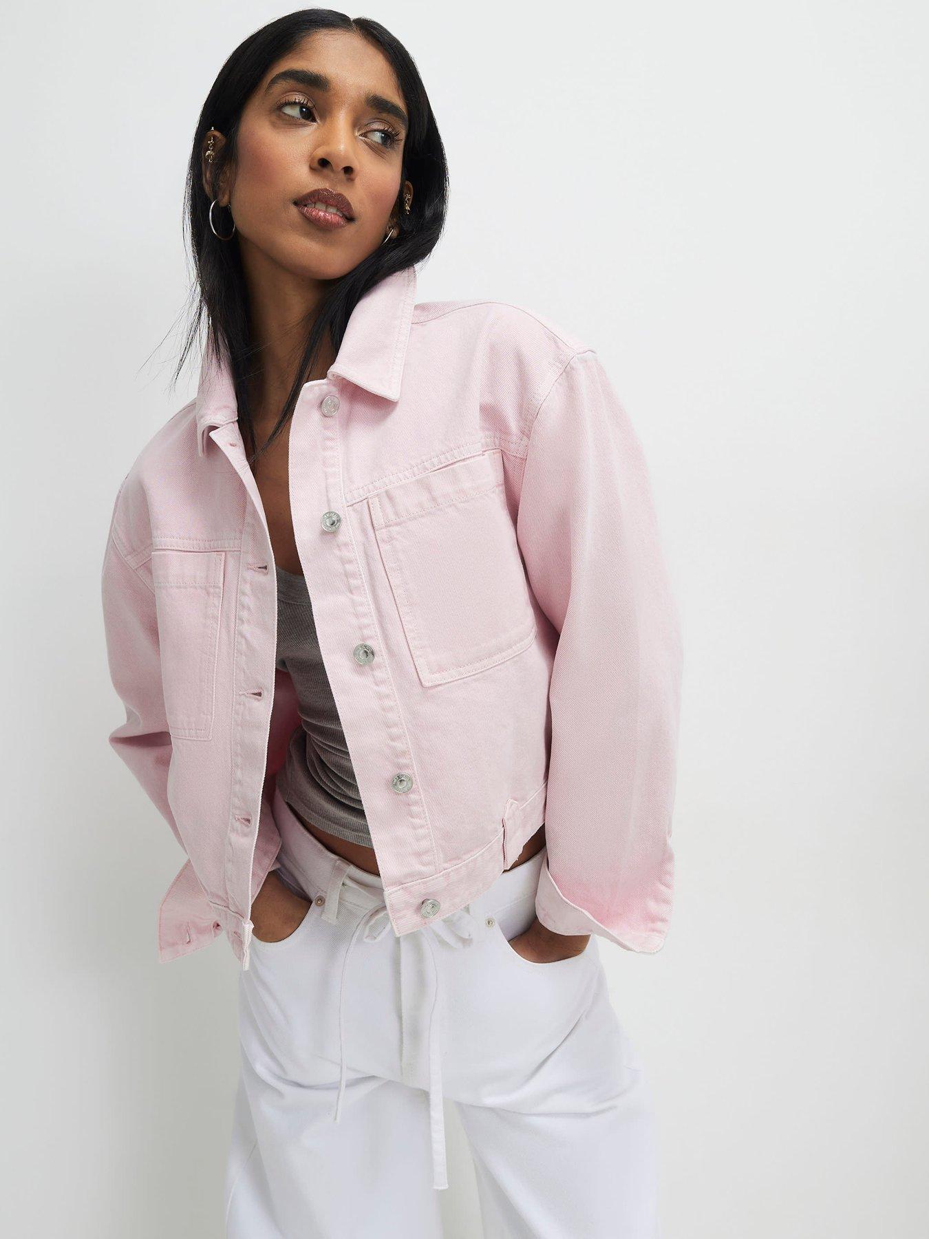 River Island Denim Pocket Front Jacket - Pink