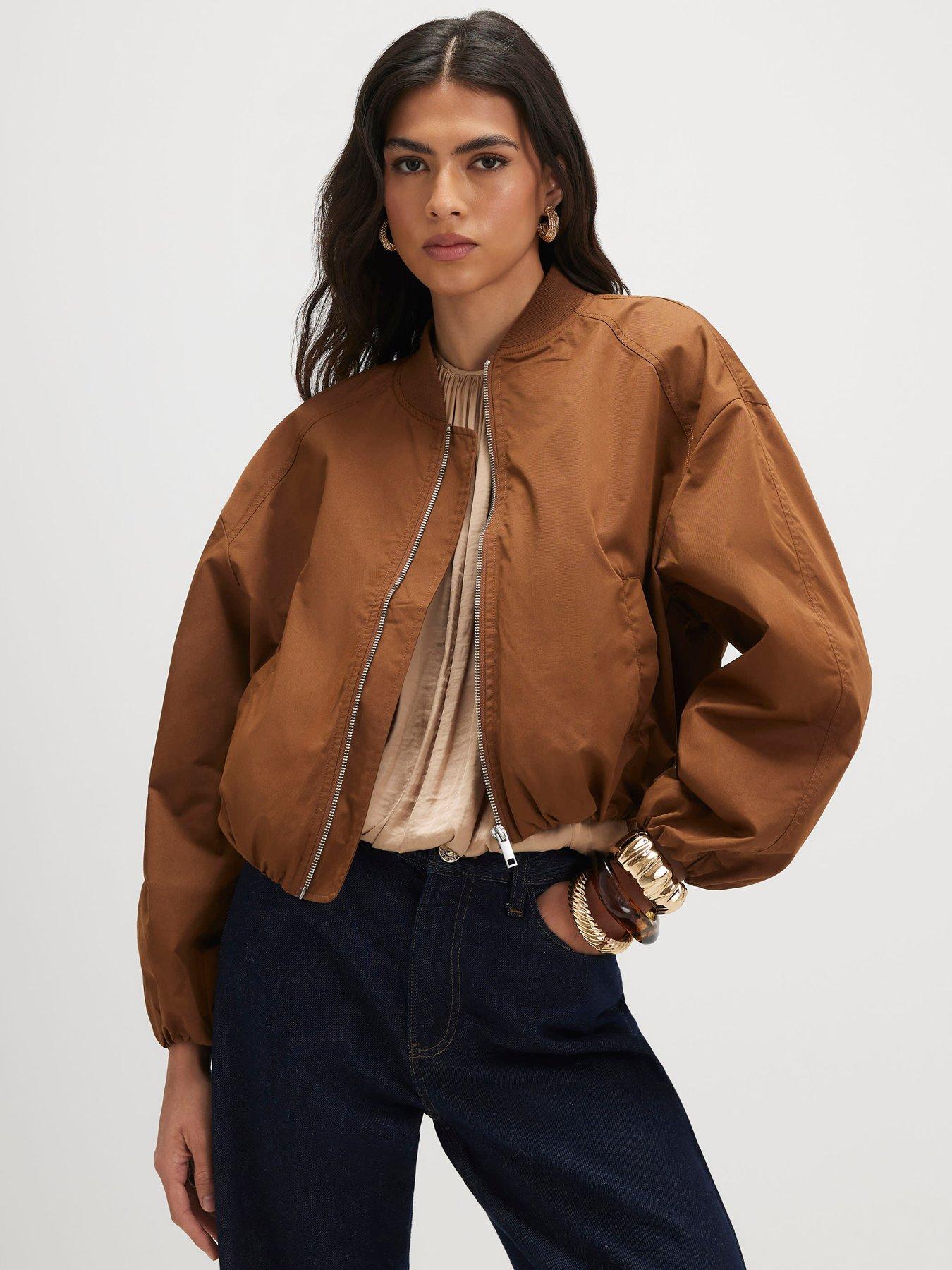 River Island Long Sleeve Bomber Jacket - Dark Orange