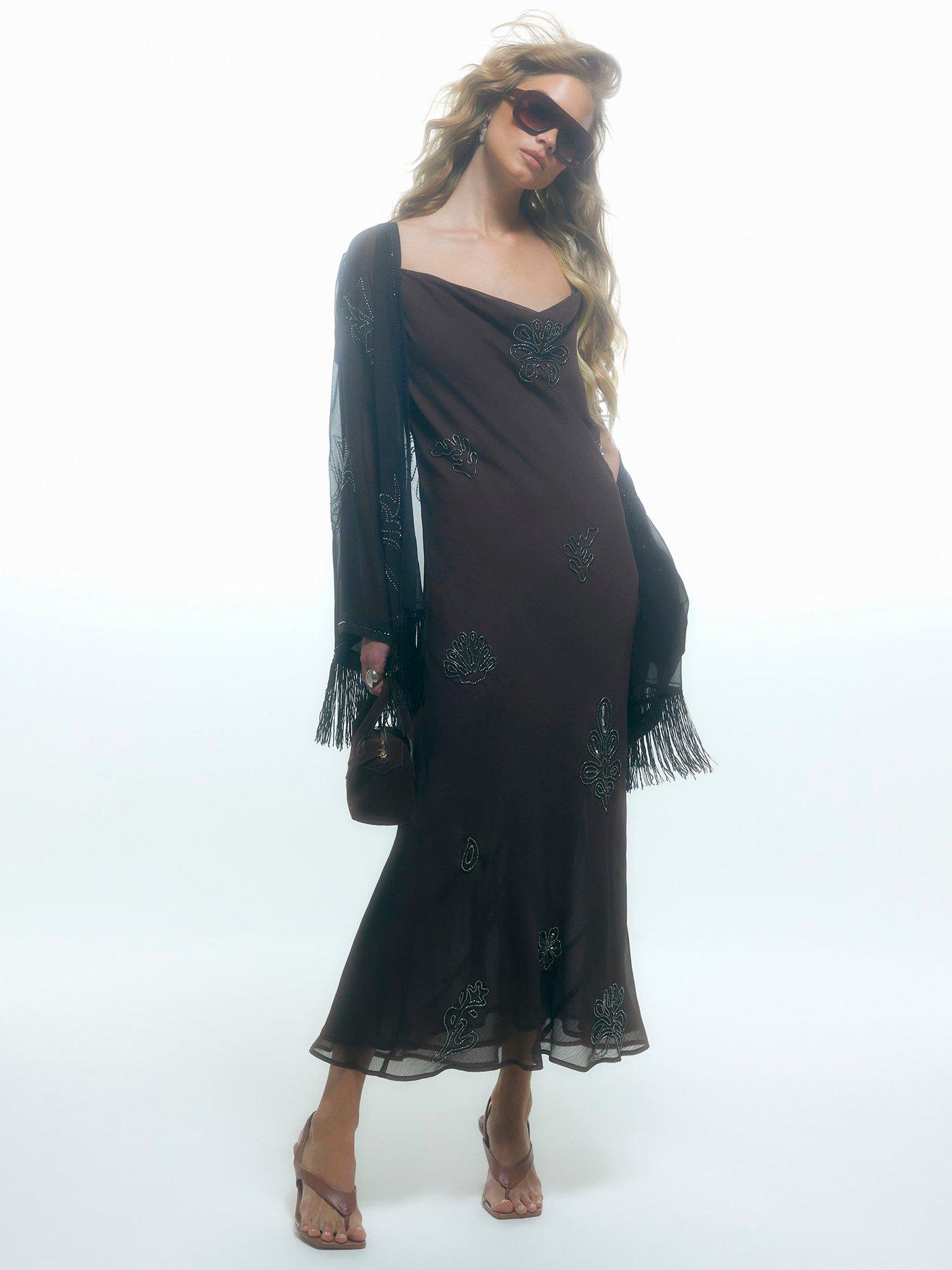 River Island Embellished Maxi Dress - Brown