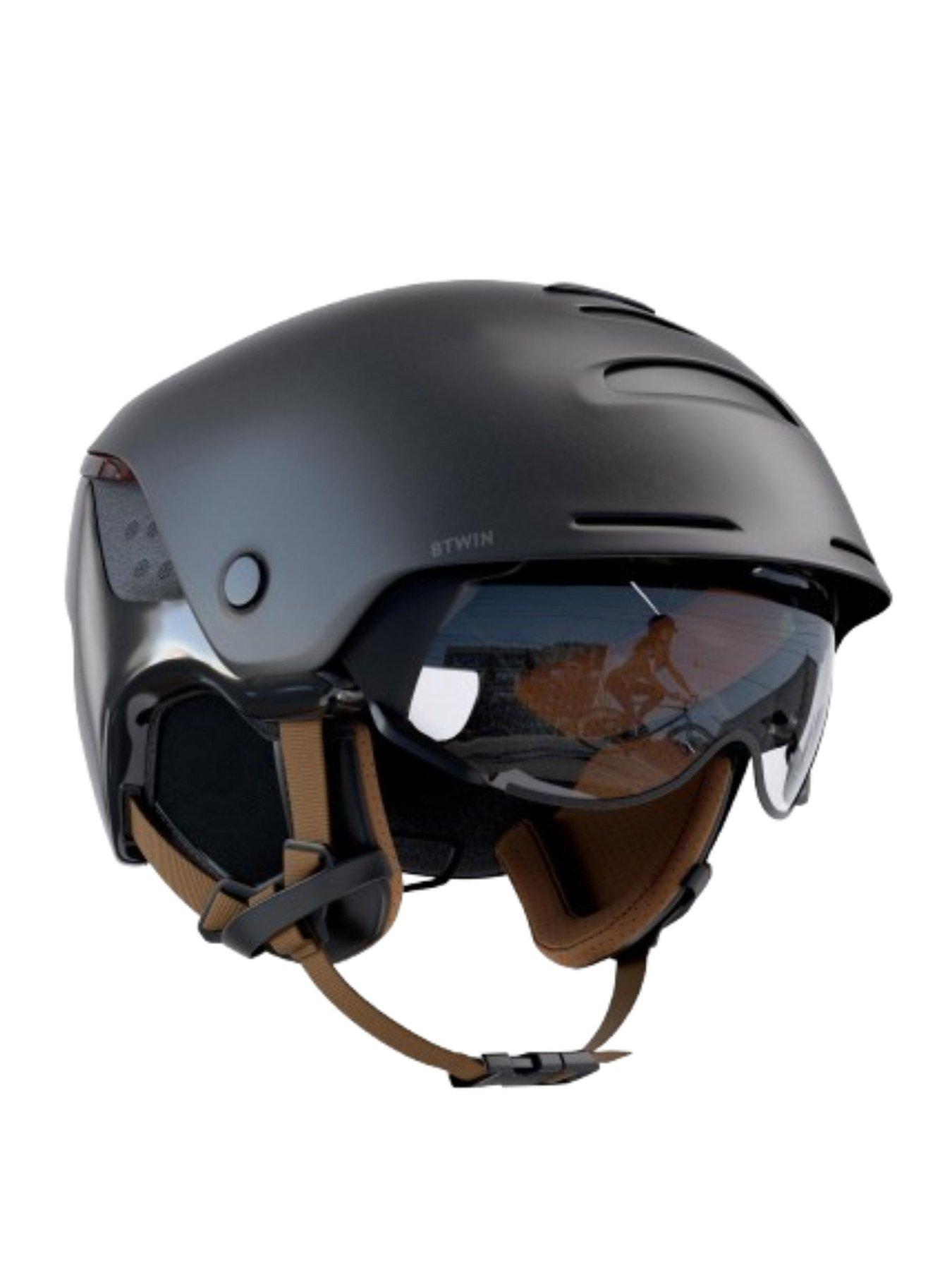 Decathlon City Cycling Helmet with Visor and Rear Light 900 - Black