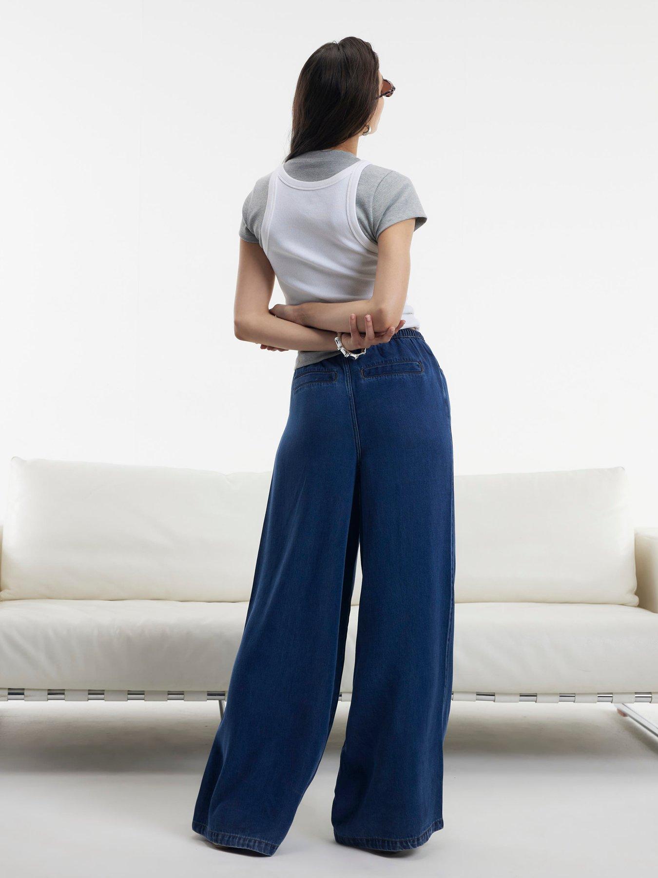 Image 2 of 4 of River Island High Waisted Drawstring Wide Leg Jeans