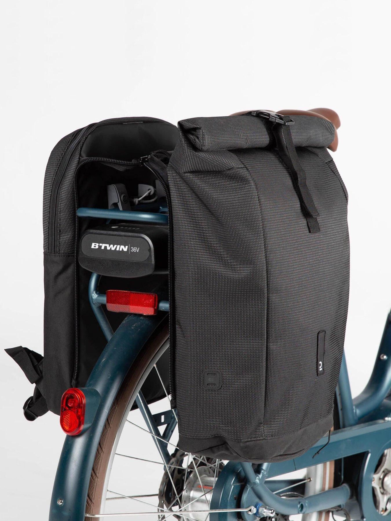 Decathlon Cycling Double Pannier Rack Reflective Backpack 27L - Black ...