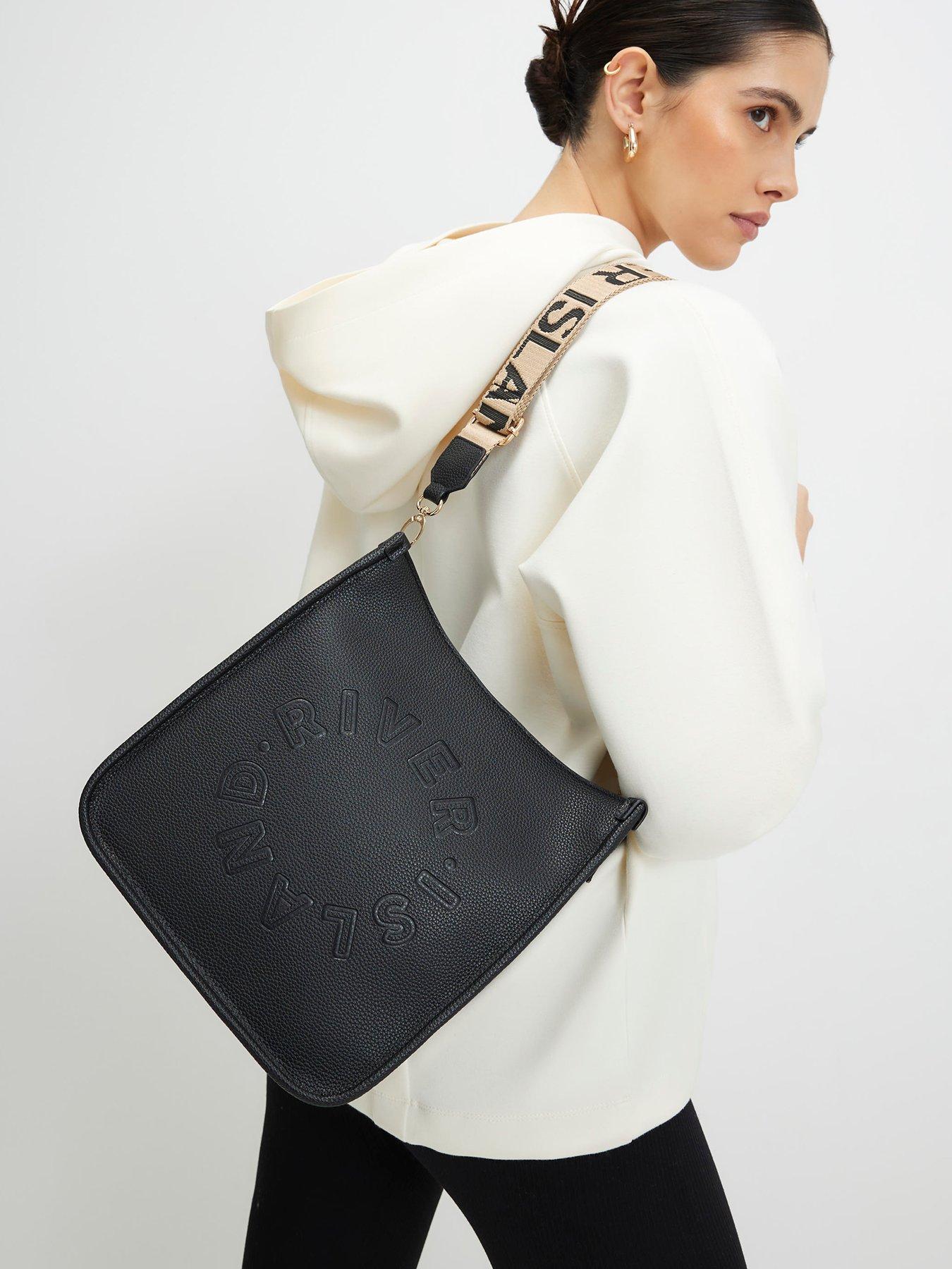 River Island Logo Messenger Bag - Black