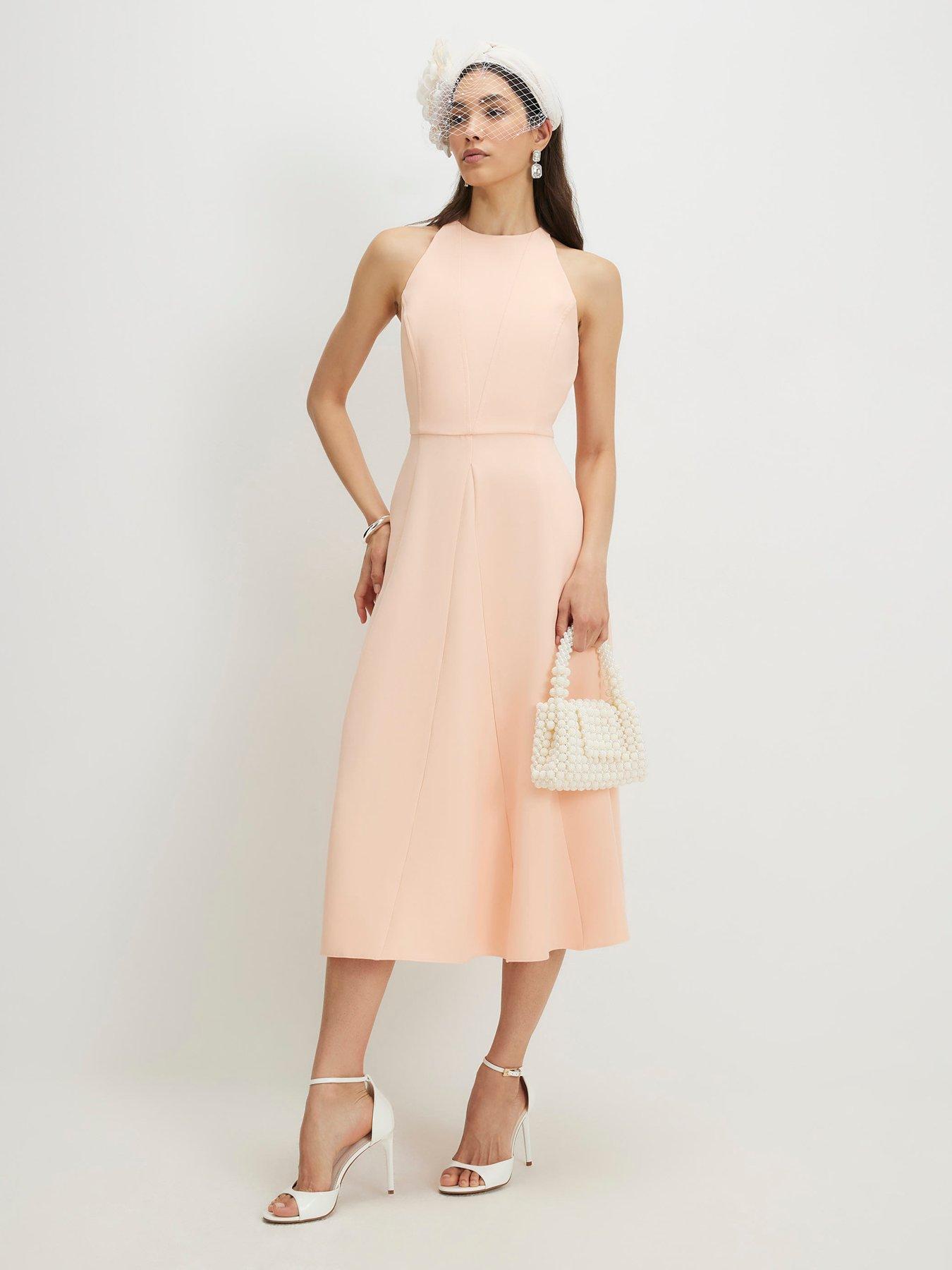 River Island Bow Back Detail Midi Dress - Pink