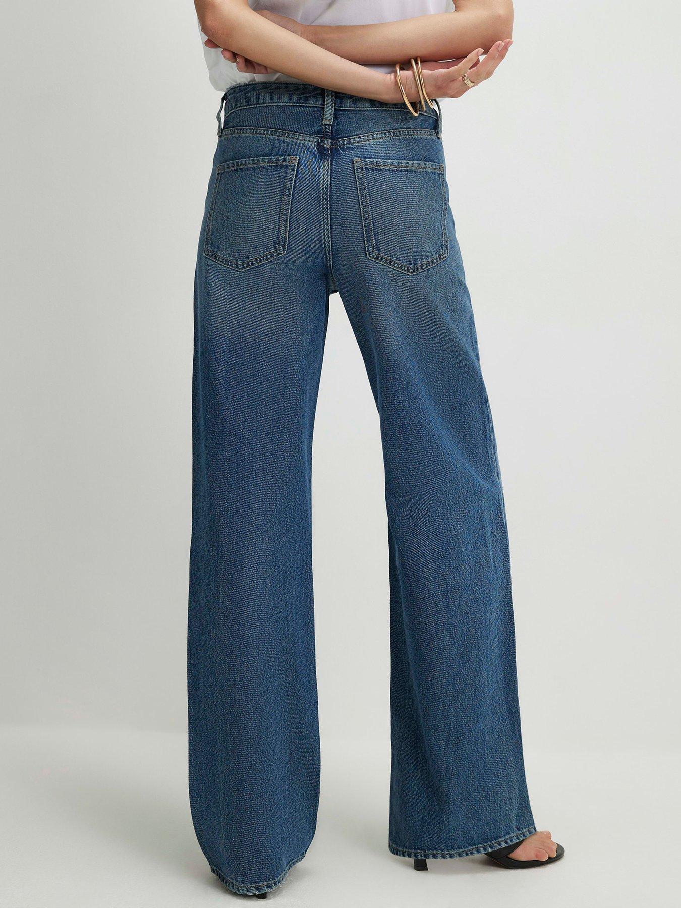 Image 2 of 4 of River Island Ripped Relaxed Straight Jeans - Blue