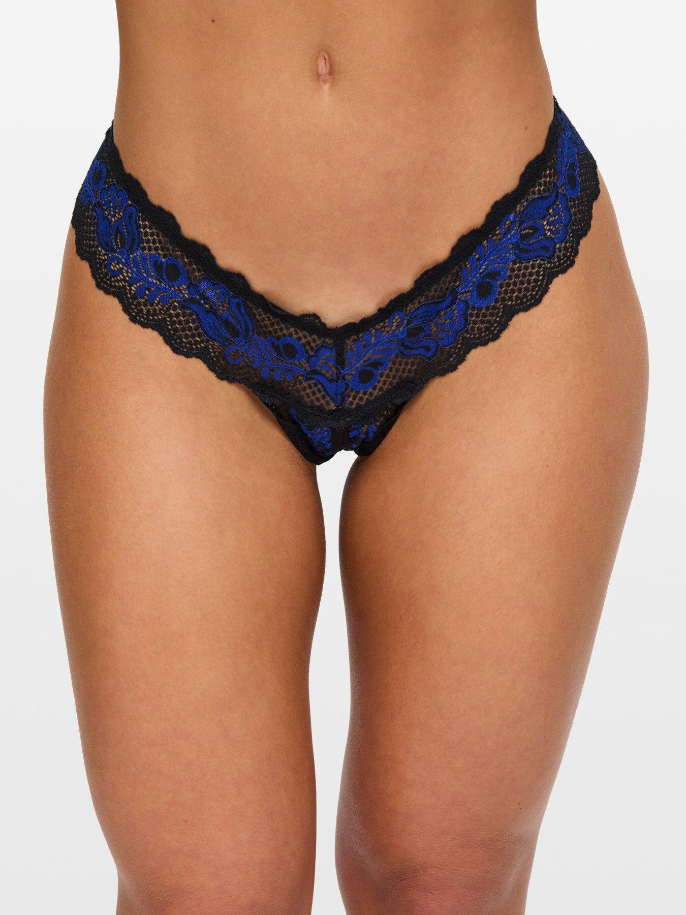 Image 3 of 5 of Ann Summers Triple Threat Lace Crotchless Thong - Pack of 3