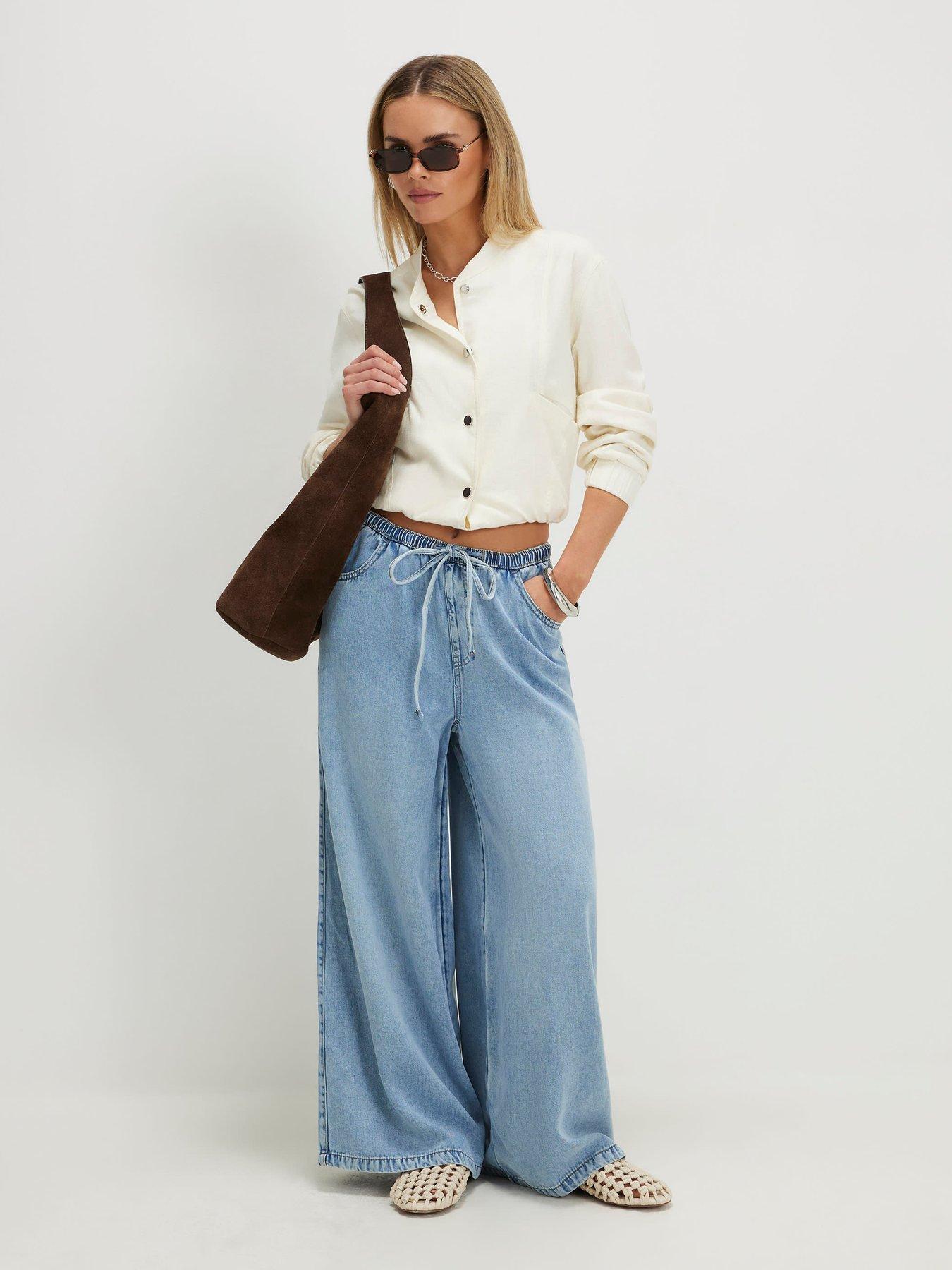 River Island Petite Wide Leg Pyjama Style Jeans