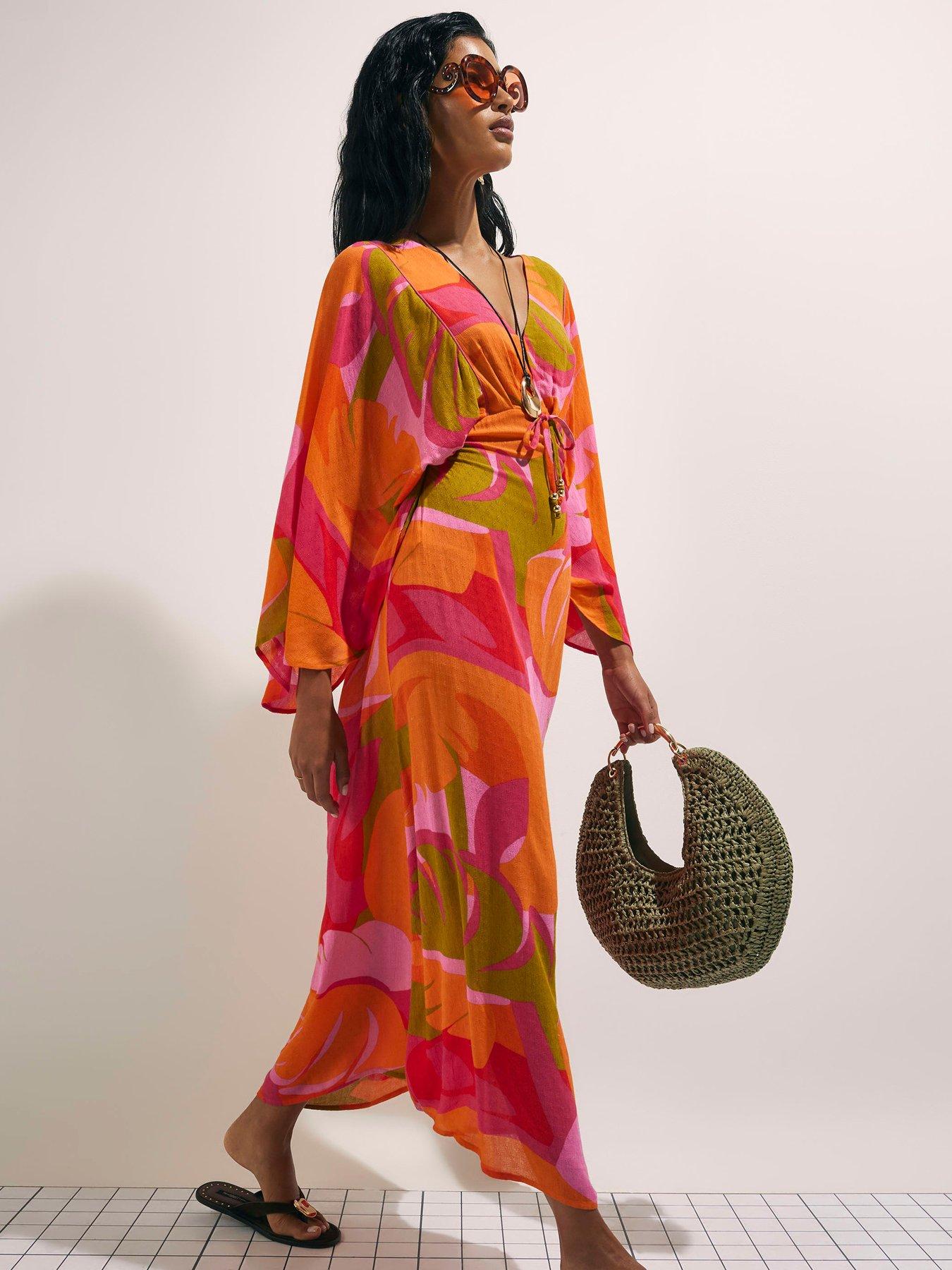 River Island Leaf Print Kaftan Dress