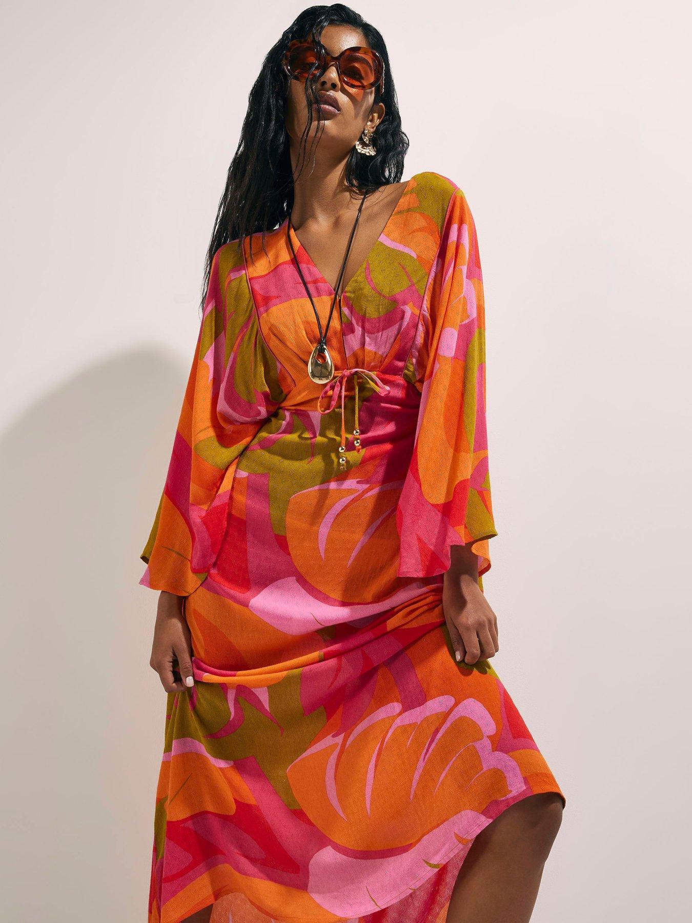Image 4 of 4 of River Island Leaf Print Kaftan Dress