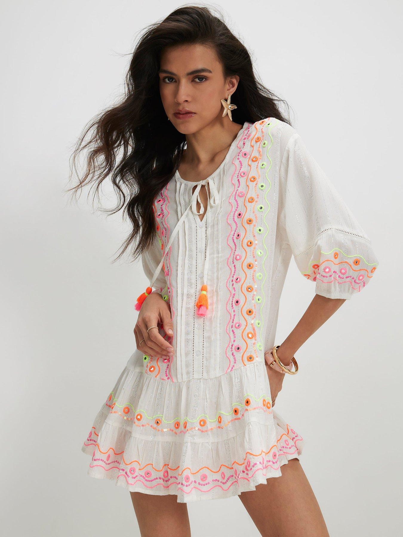 River Island Embroidered Mini Dress