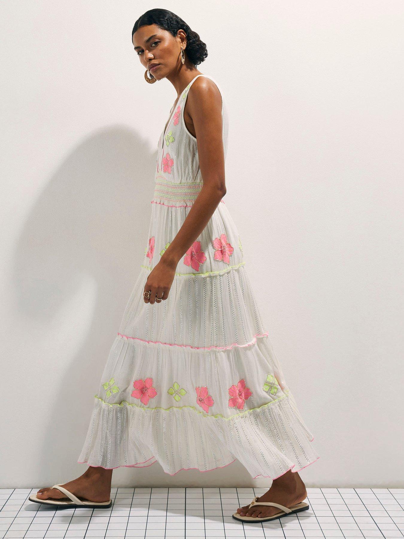 Image 1 of 4 of River Island Floral Embellished Maxi Dress