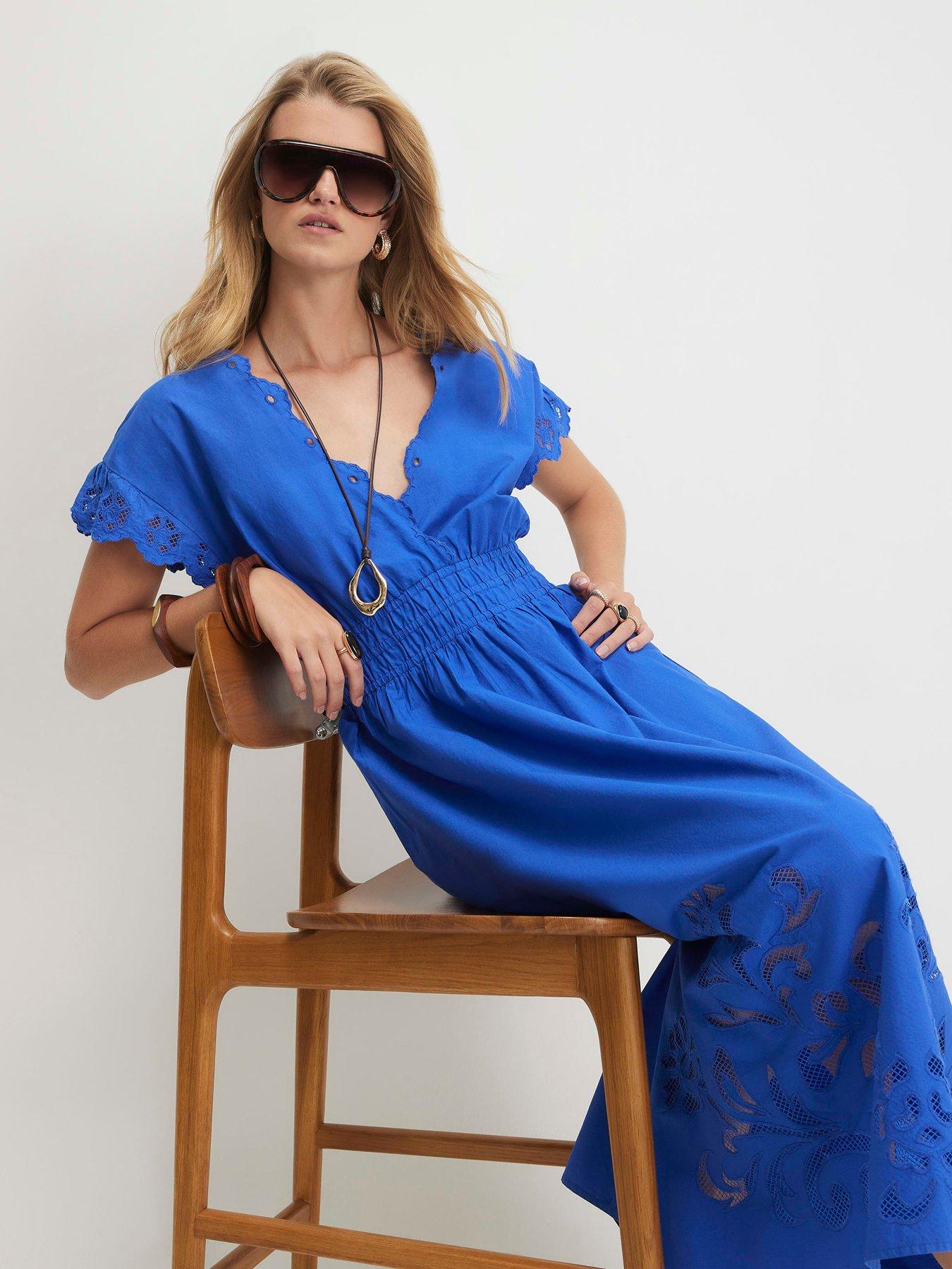 Image 3 of 4 of River Island Cotton Embroidered Midi Dress