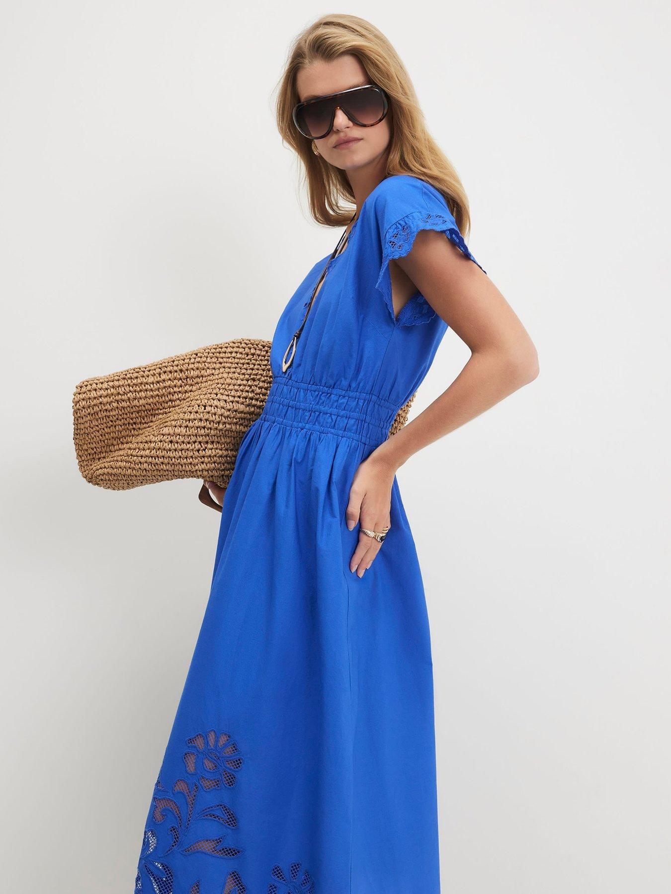Image 4 of 4 of River Island Cotton Embroidered Midi Dress
