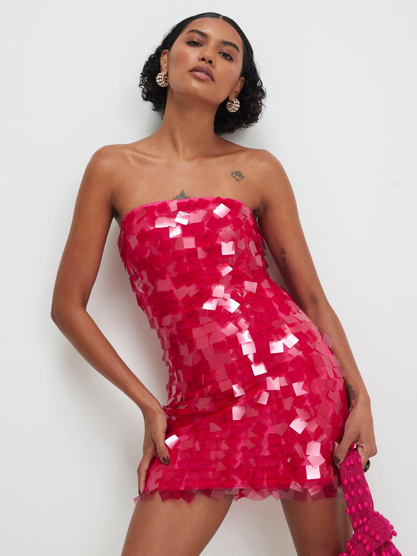 River Island Bandeau Square Sequin Mini Dress