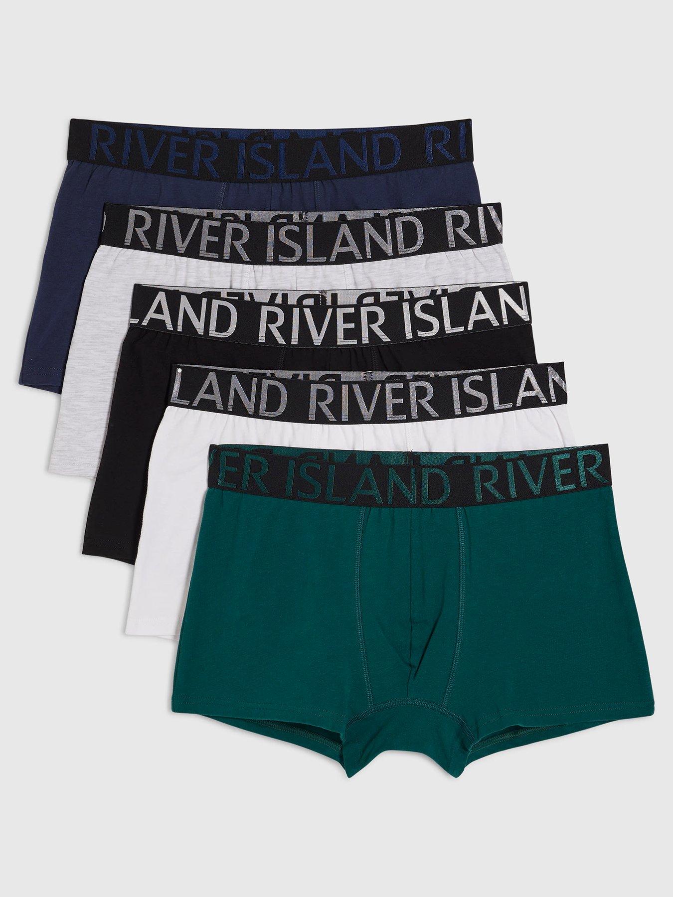 River Island Mixed Waistband Pack Of 5 Trunks