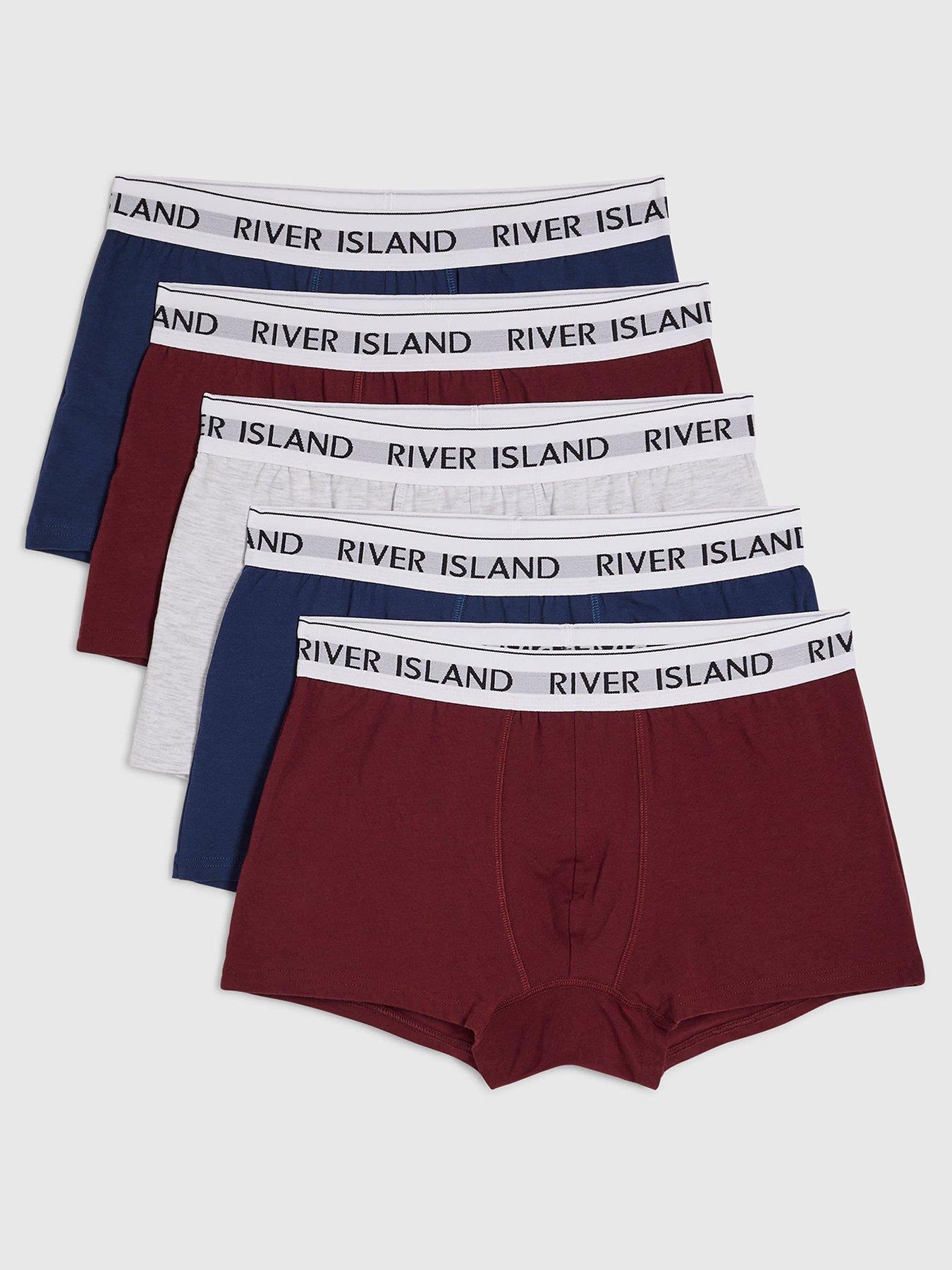 River Island Red Mixed Waistband Pack Of 5 Trunks