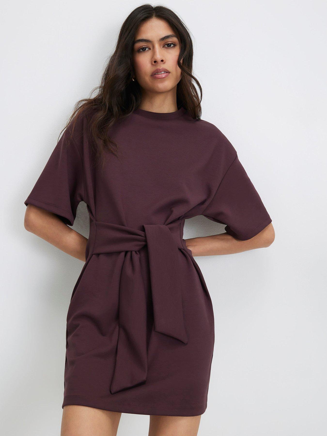 Image 1 of 4 of River Island Purple Premium Tie Front Mini Dress
