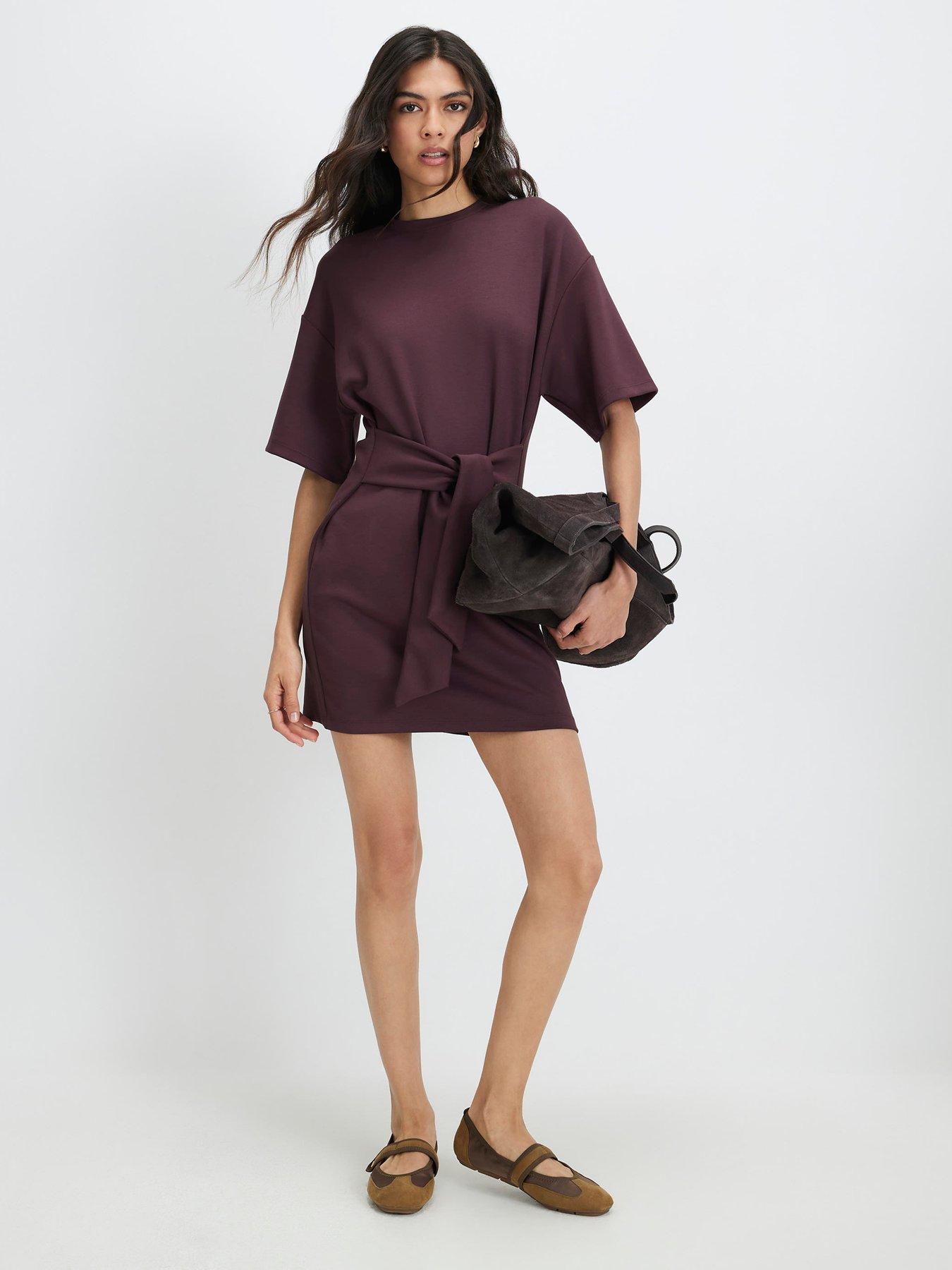 Image 3 of 4 of River Island Purple Premium Tie Front Mini Dress