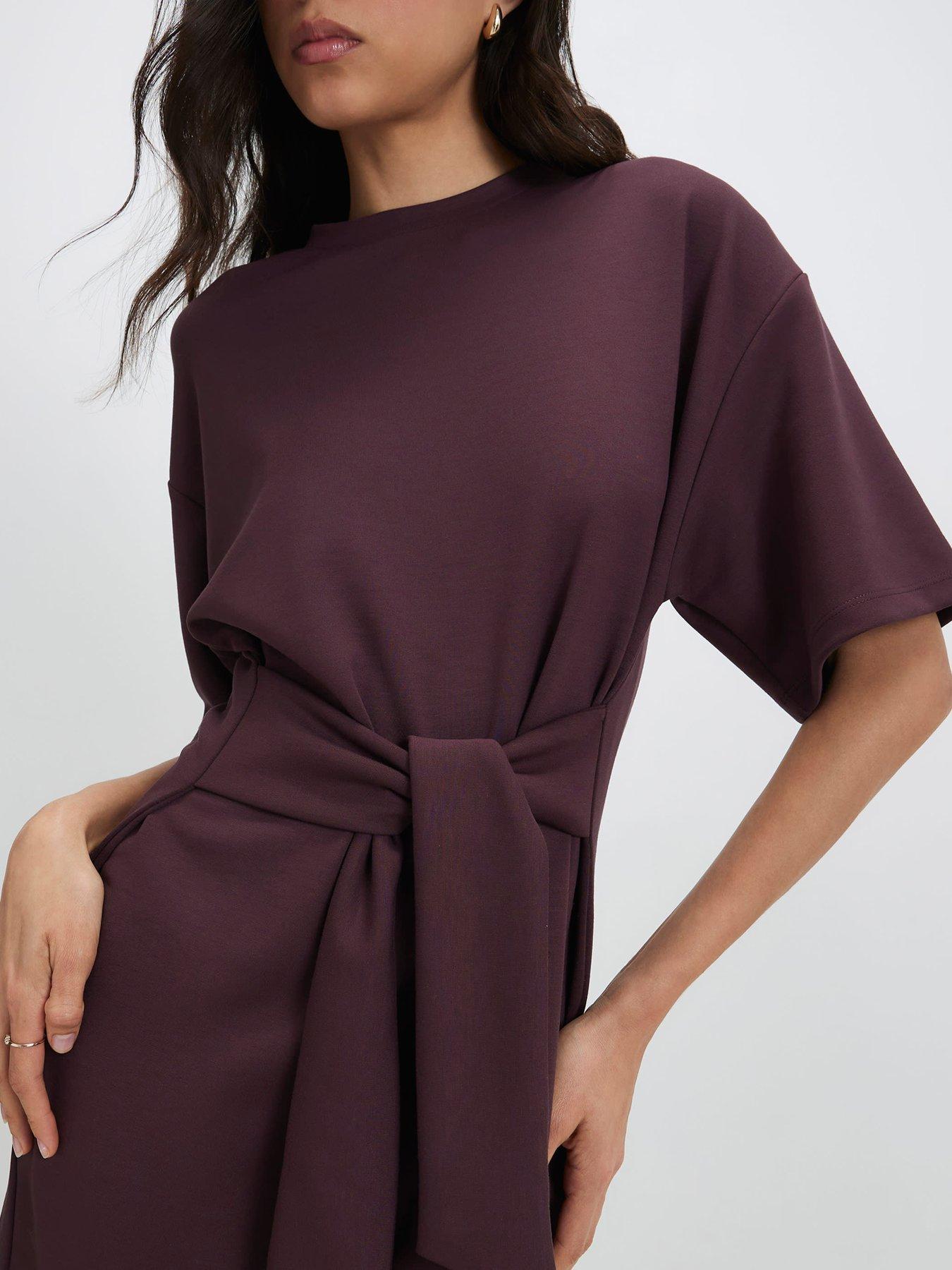 Image 4 of 4 of River Island Purple Premium Tie Front Mini Dress