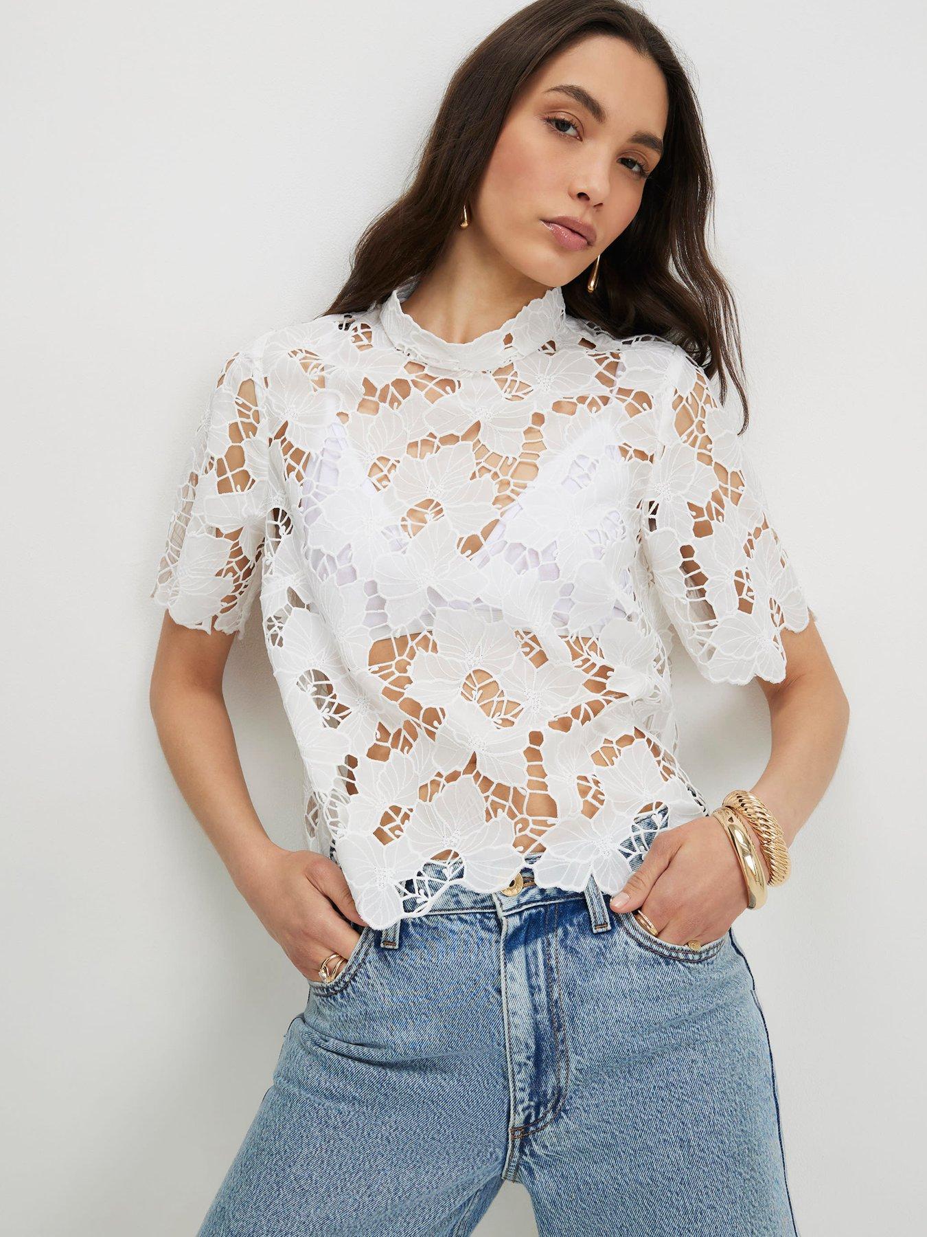 River Island Lace Short Sleeve Blouse