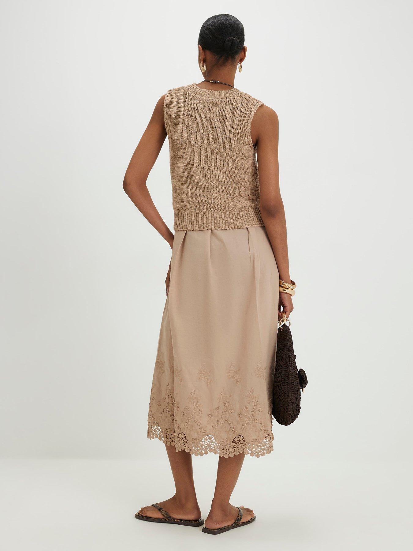 Image 2 of 4 of River Island Schiffli Hem Knitted Hybrid Dress