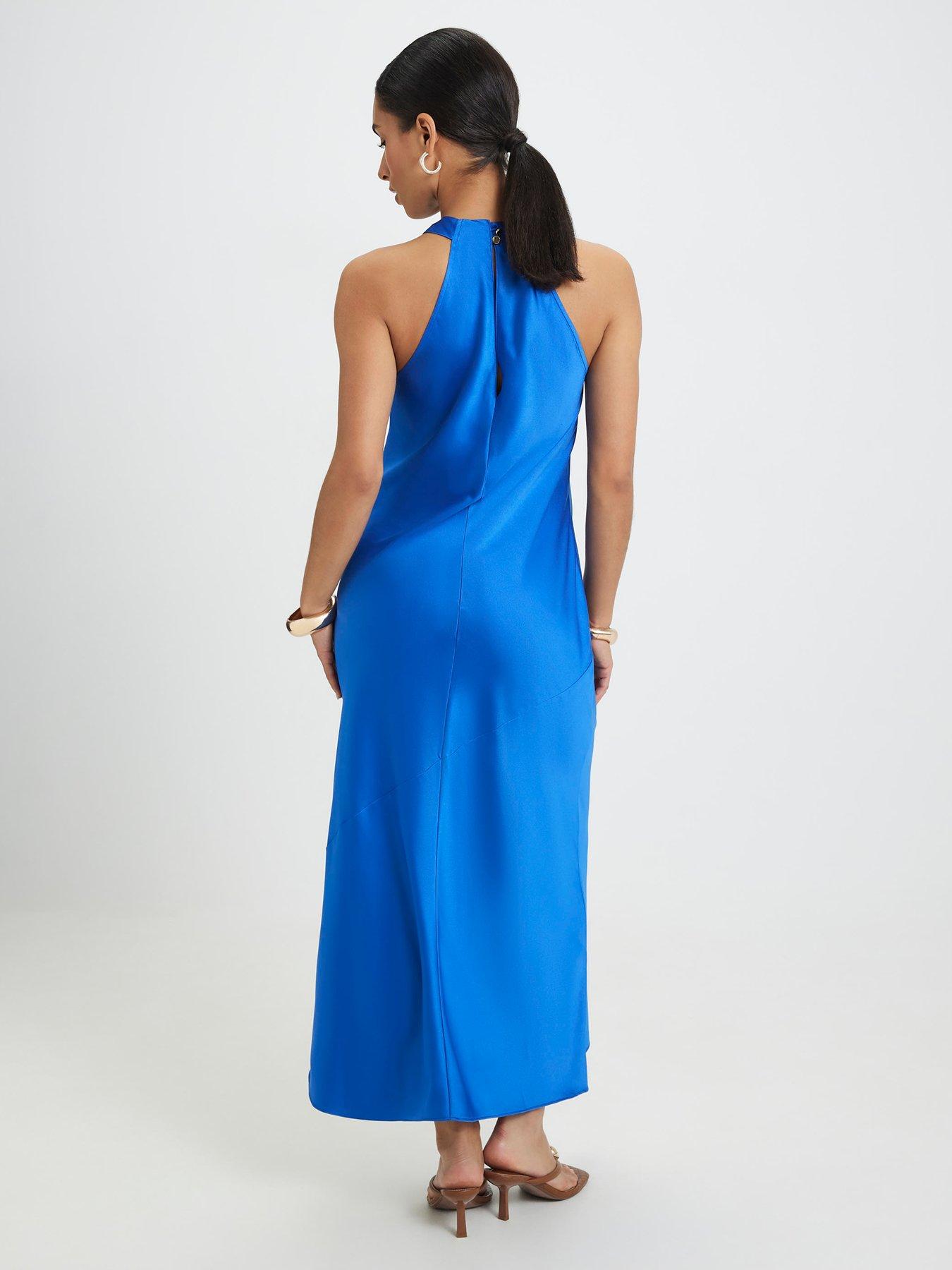 Image 2 of 4 of River Island Petite Halter Neck Midi Slip Dress