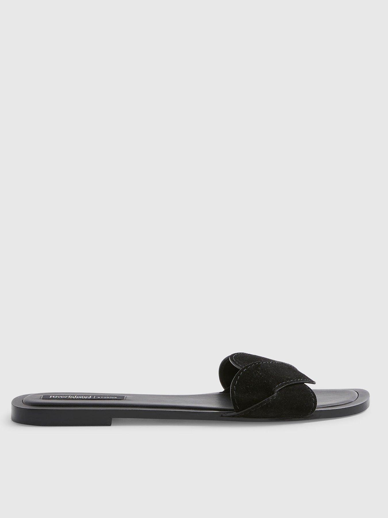 River Island Suede Twist Strap Sandals - Black