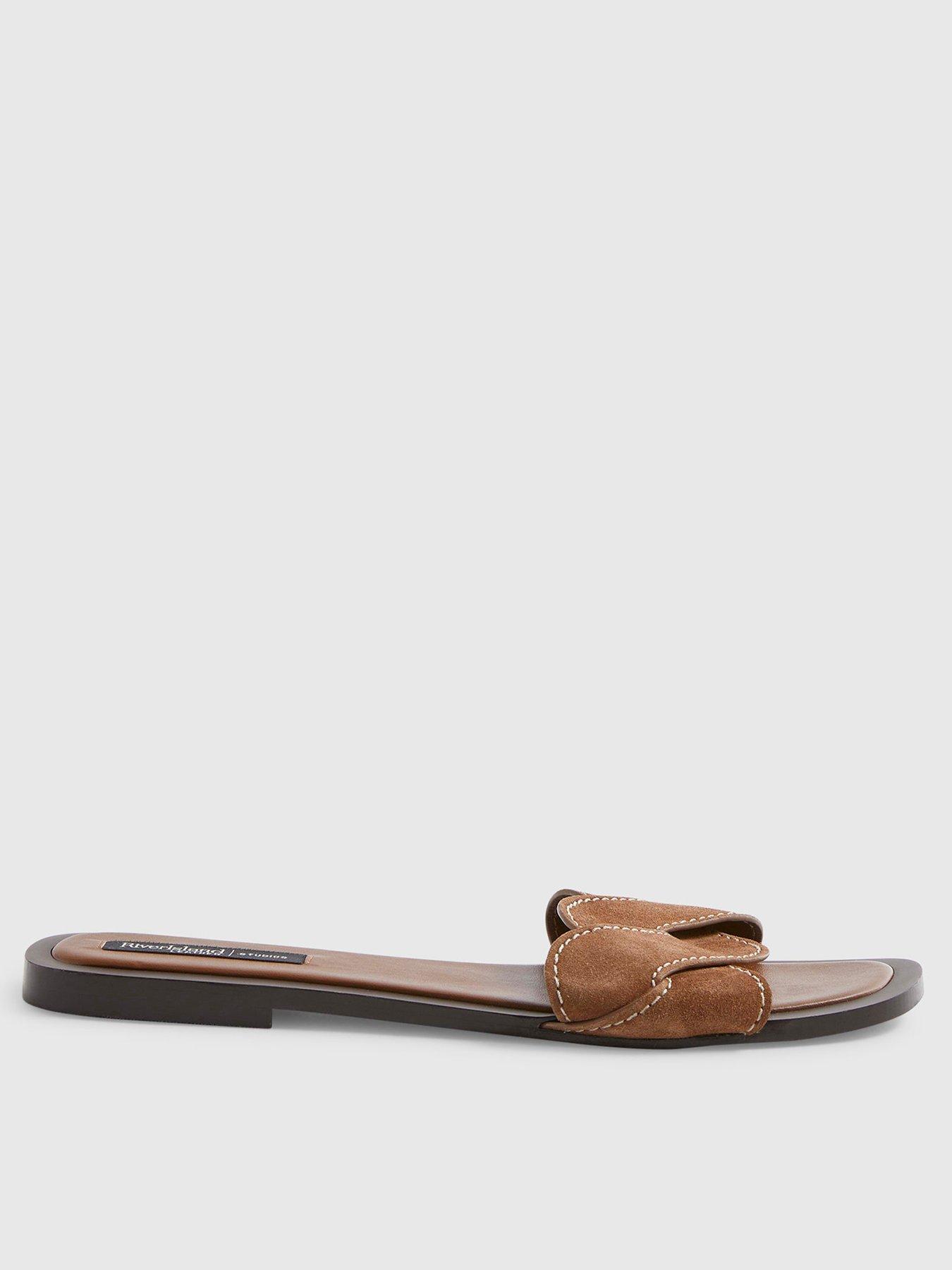 River Island Suede Twist Strap Sandals - Brown
